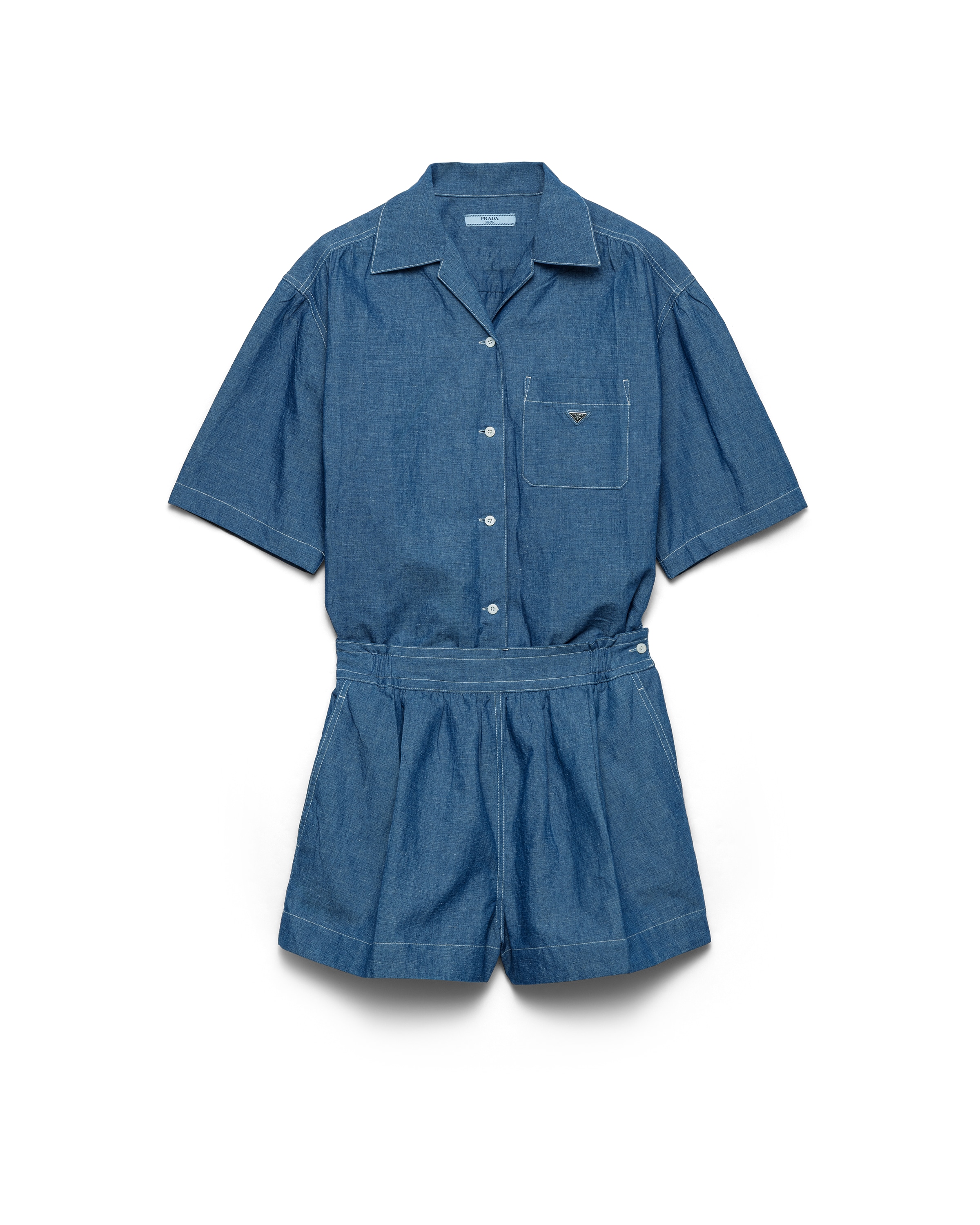 Prada Mono De Tejido Vaquero De Cambray, Mujer, Azul Claro, Talla 38