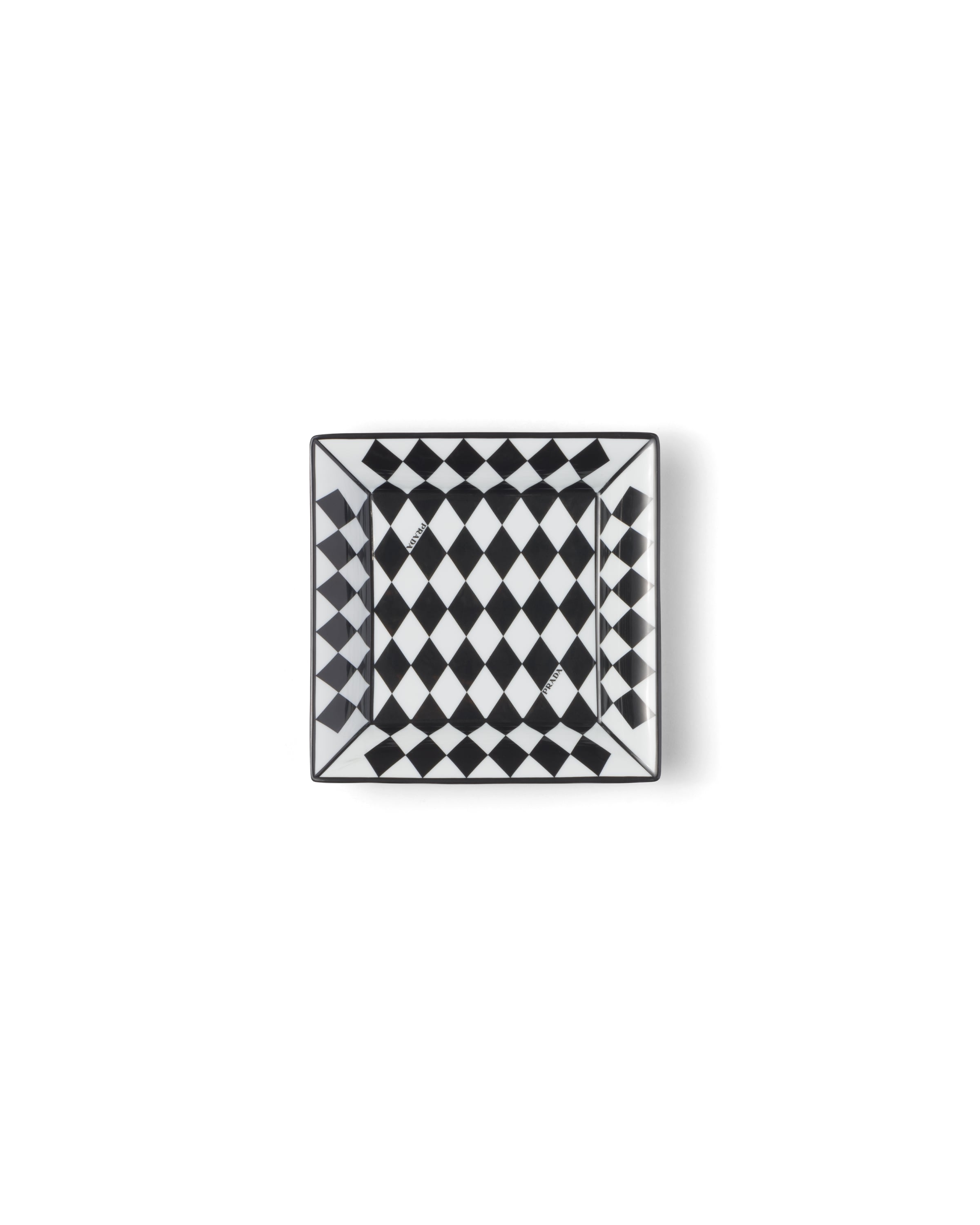 Prada Svuotatasche Quadrato Grande In Porcellana - Checkerboard, , Bianco/nero