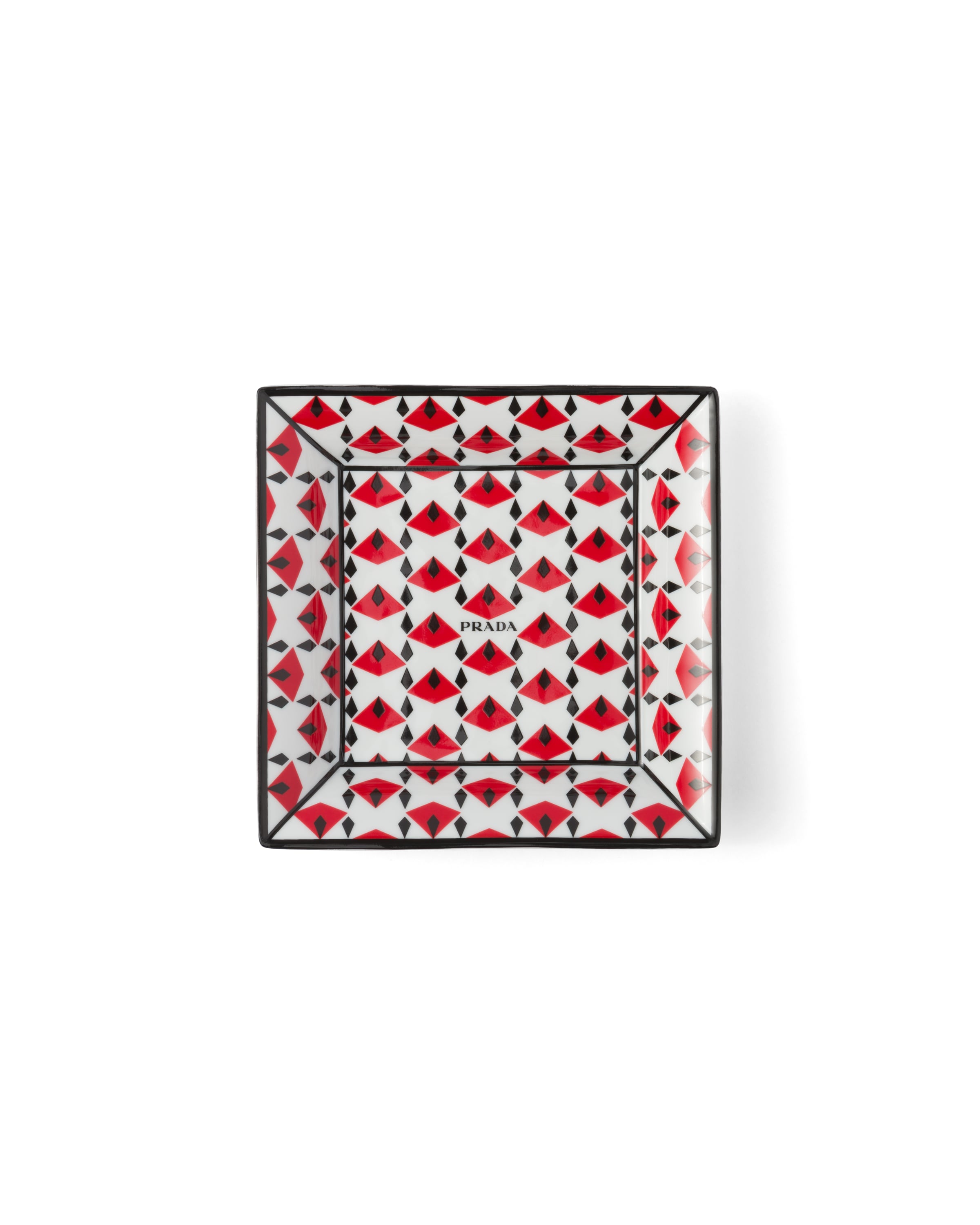 Prada Large Square Porcelain Catchall Tray - Vienna Red