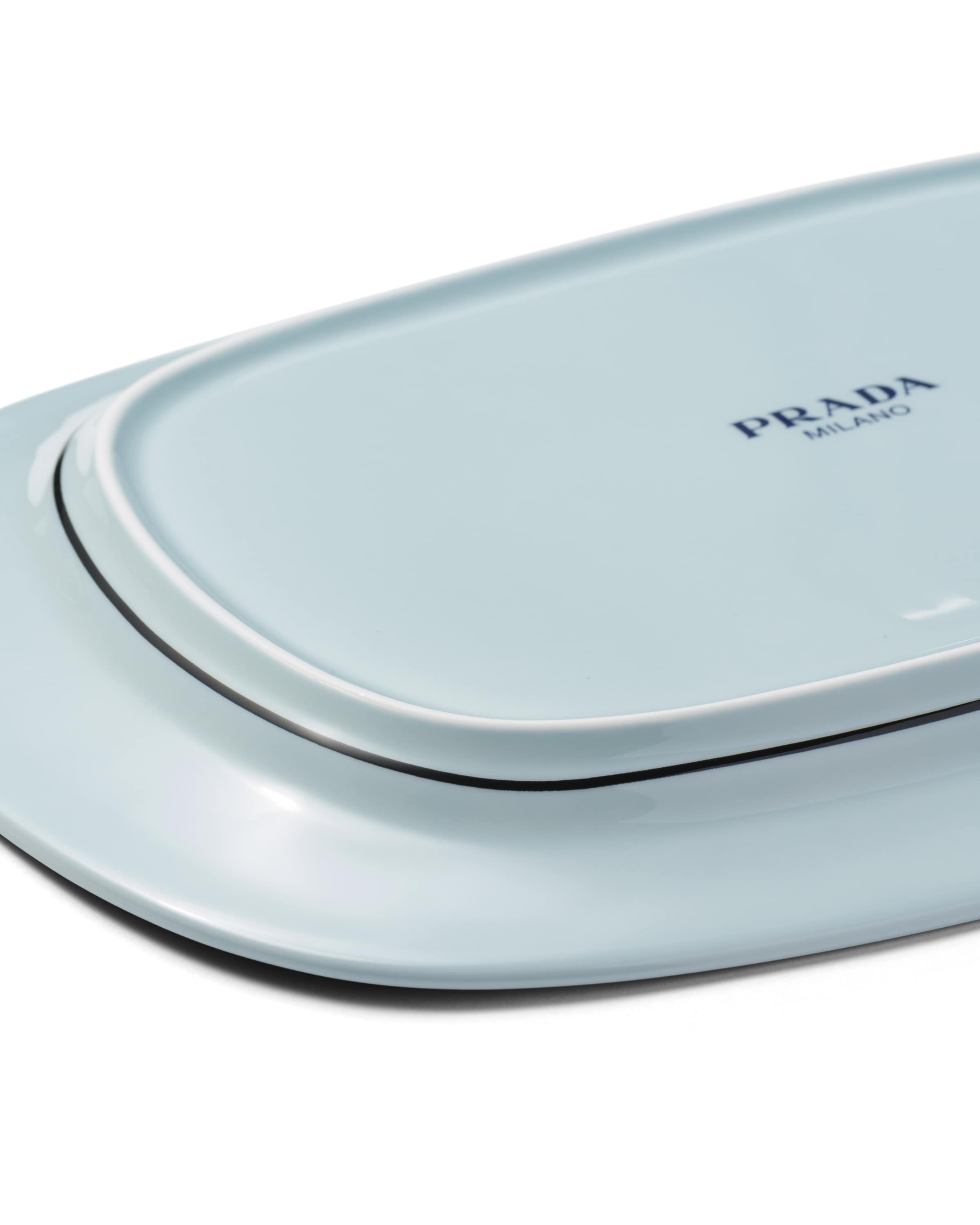 Prada Rectangular Porcelain Tray - Celadon In Celadon Light Blue