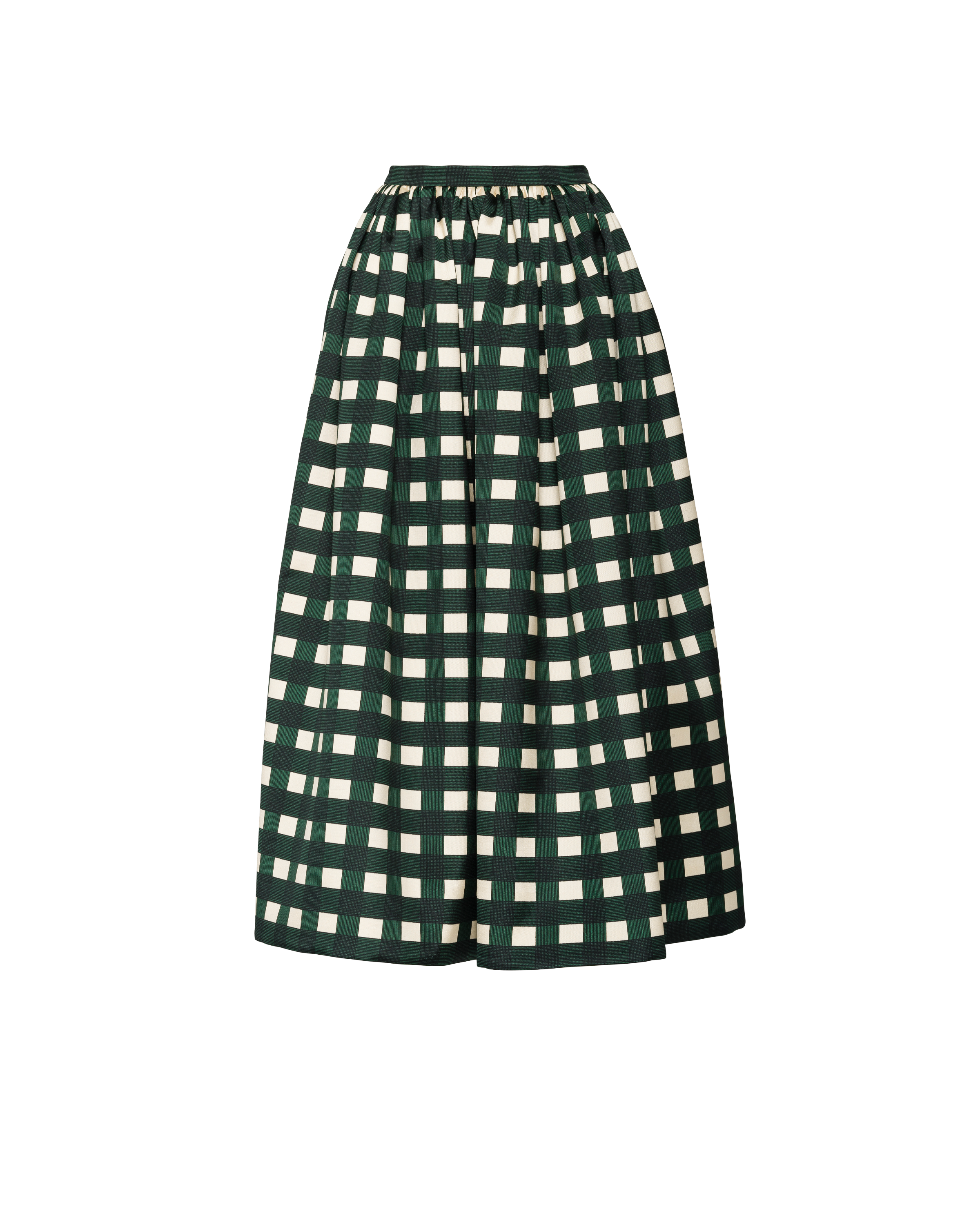 Prada Gingham-print Flared Skirt In F0089 Verde | ModeSens