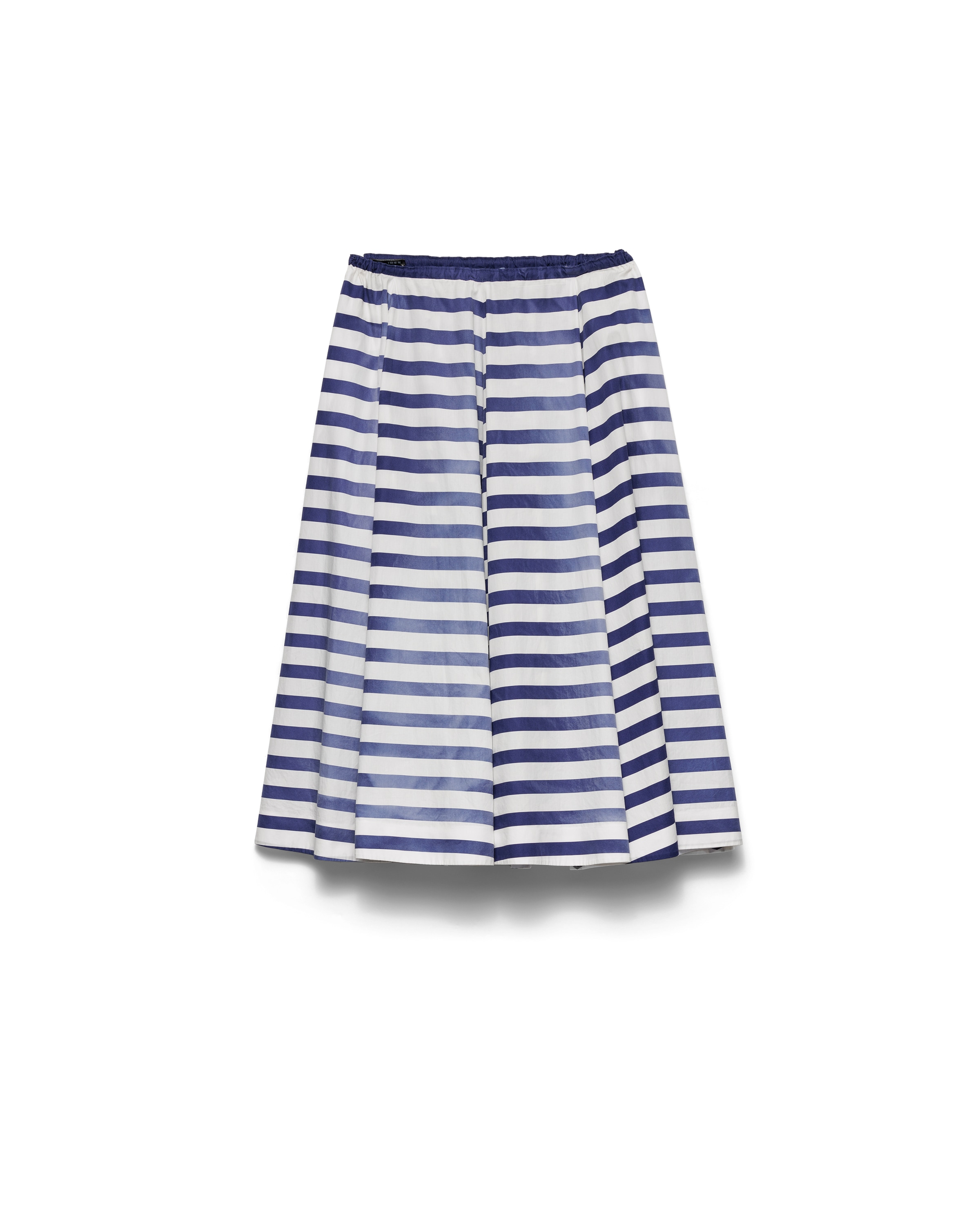 Prada Jupe Évasée En Popeline Vieillie À Rayures, Femme, Bleu, Taille 38