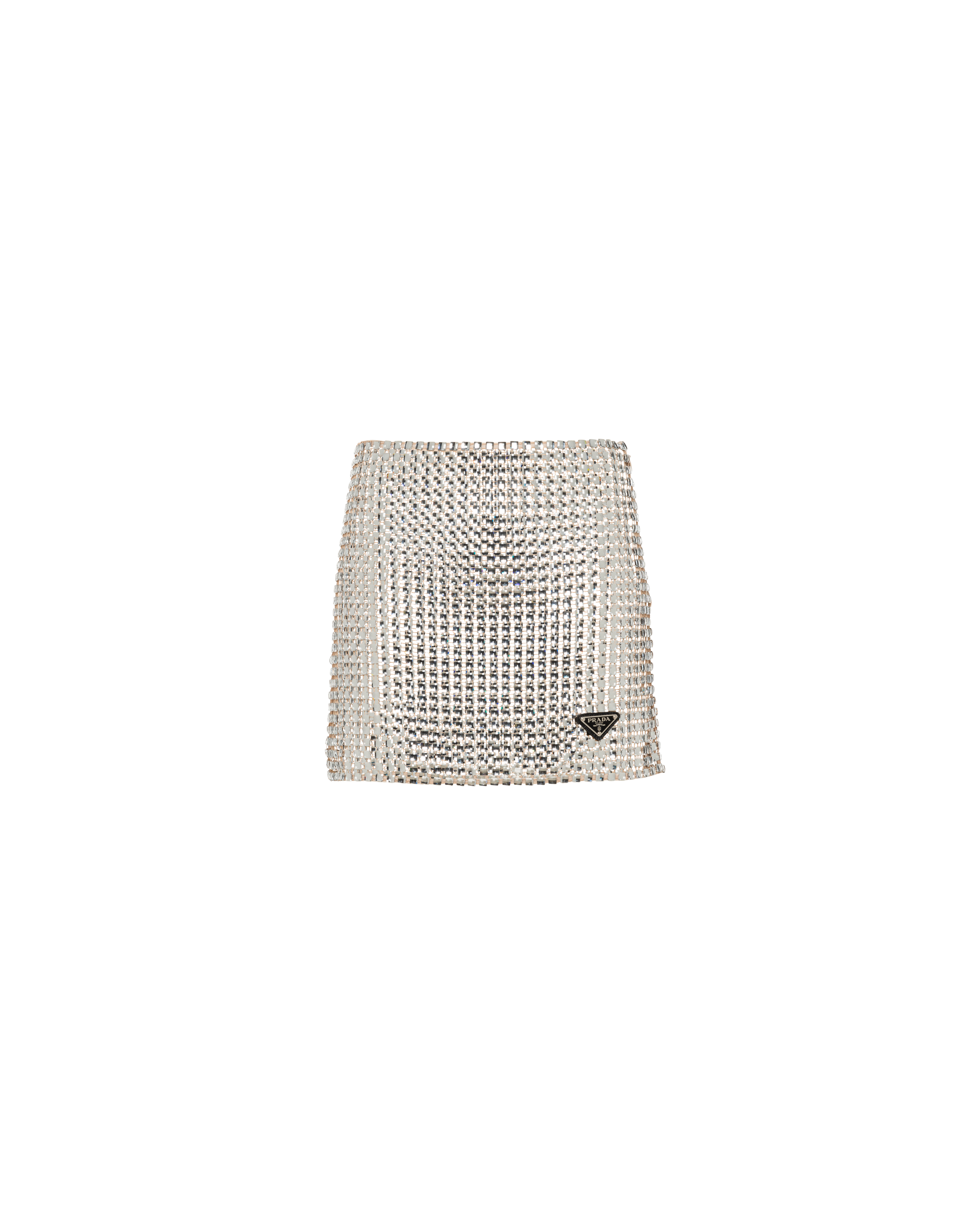 Crystal Rhinestone embroidered mesh miniskirt | Prada