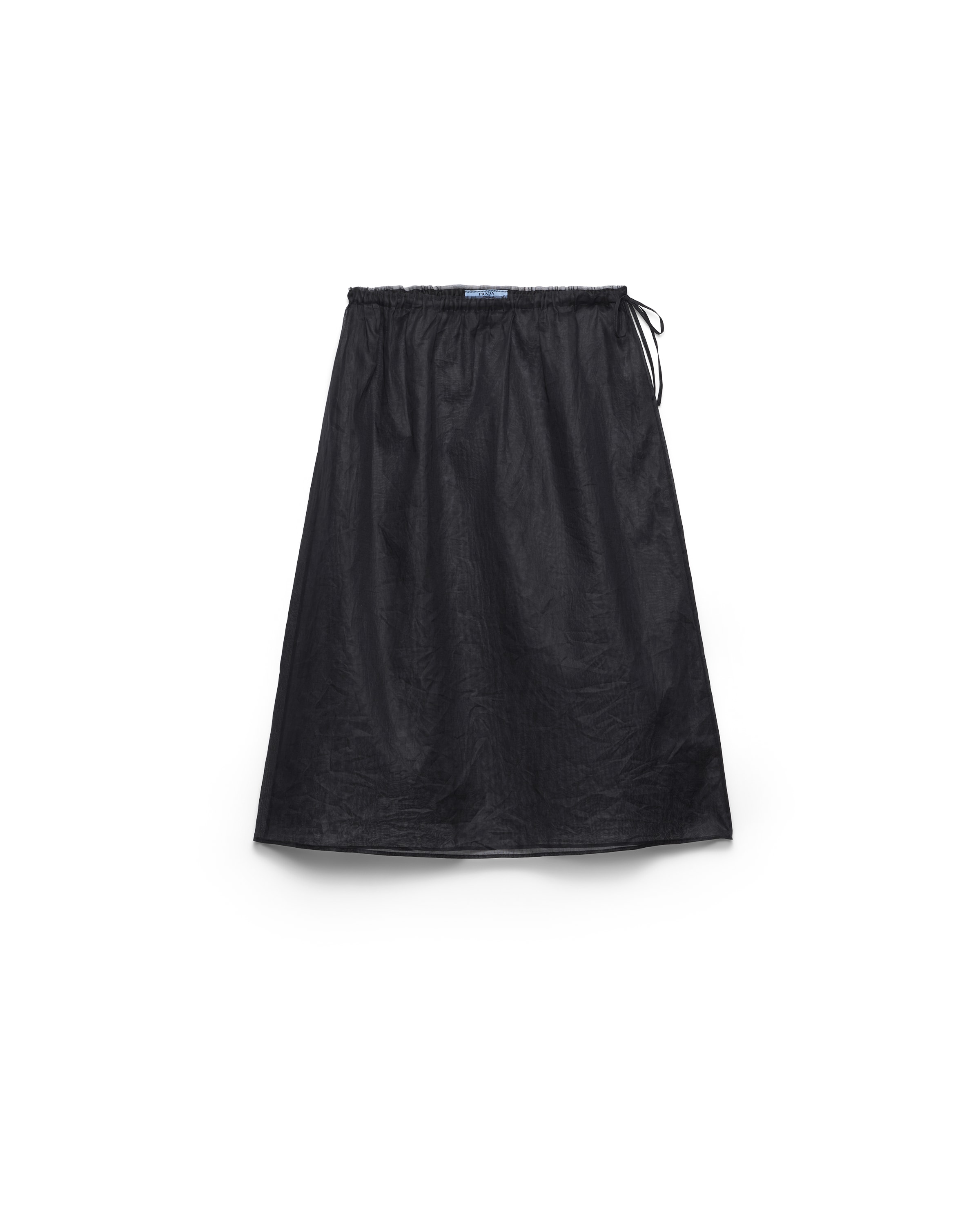 Prada Cotton Organdy Midi-skirt In Black