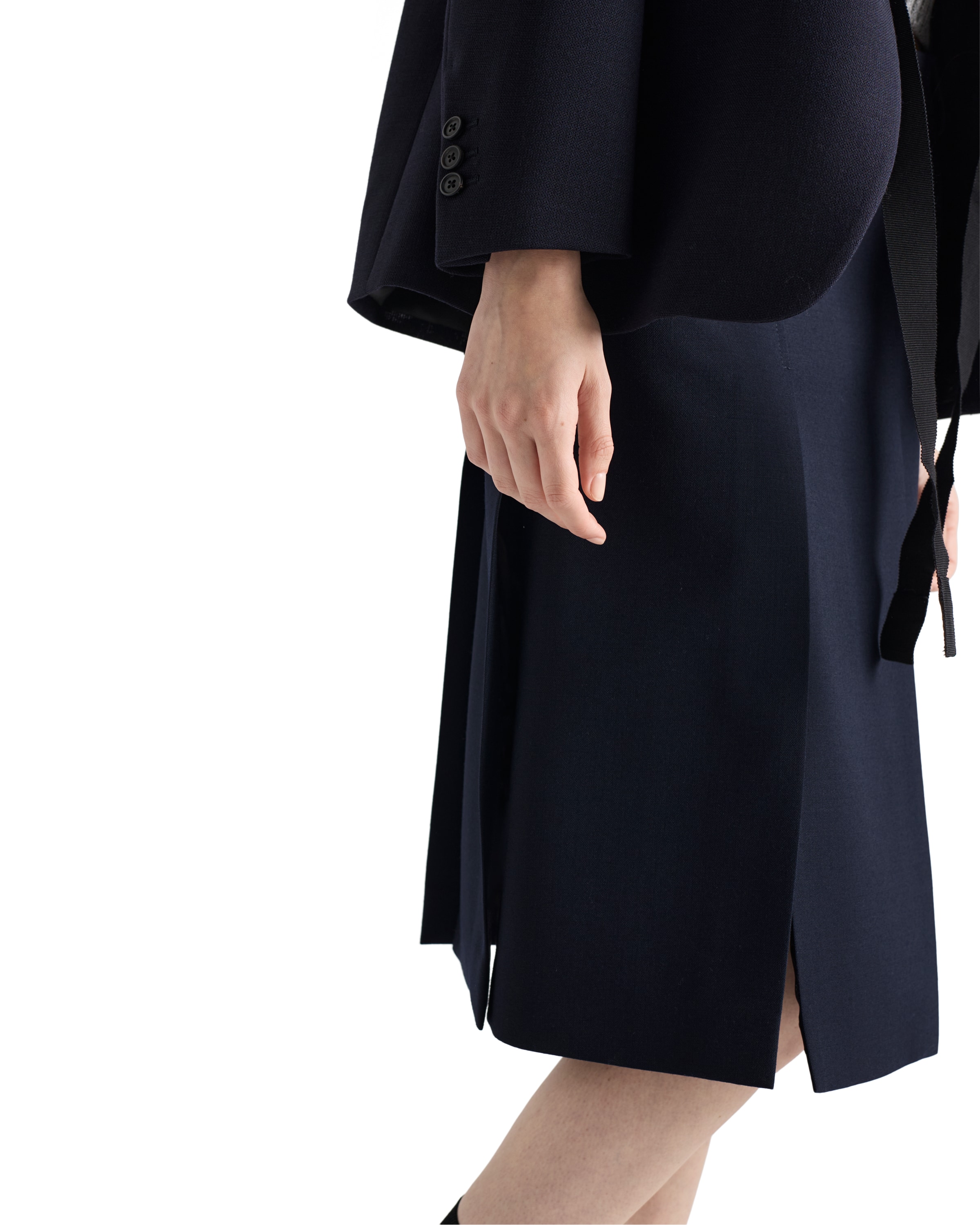 Prada Knee-length Skirt With Multiple Slits And Loops In Black