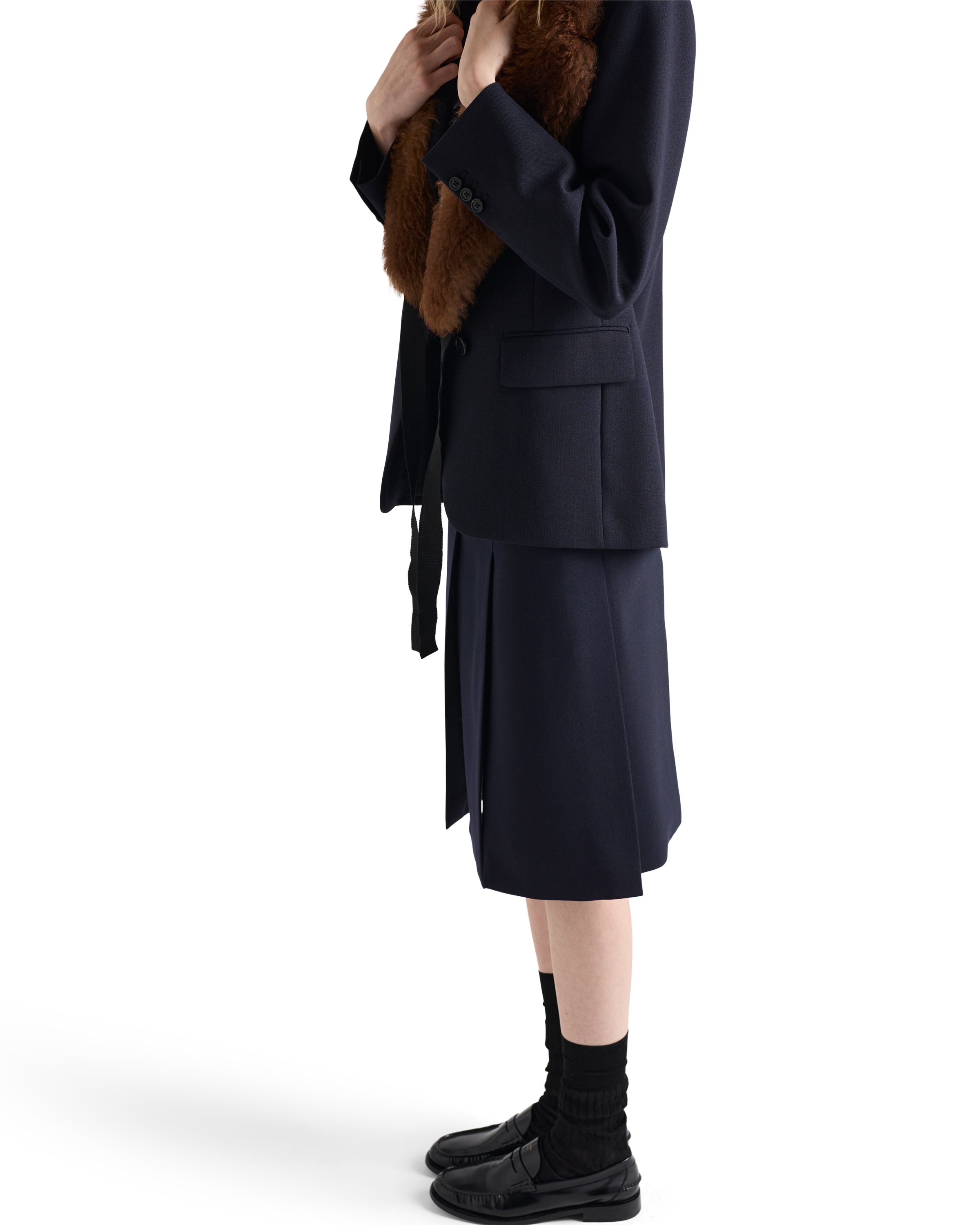 Prada Knee-length Skirt With Multiple Slits And Loops In Black