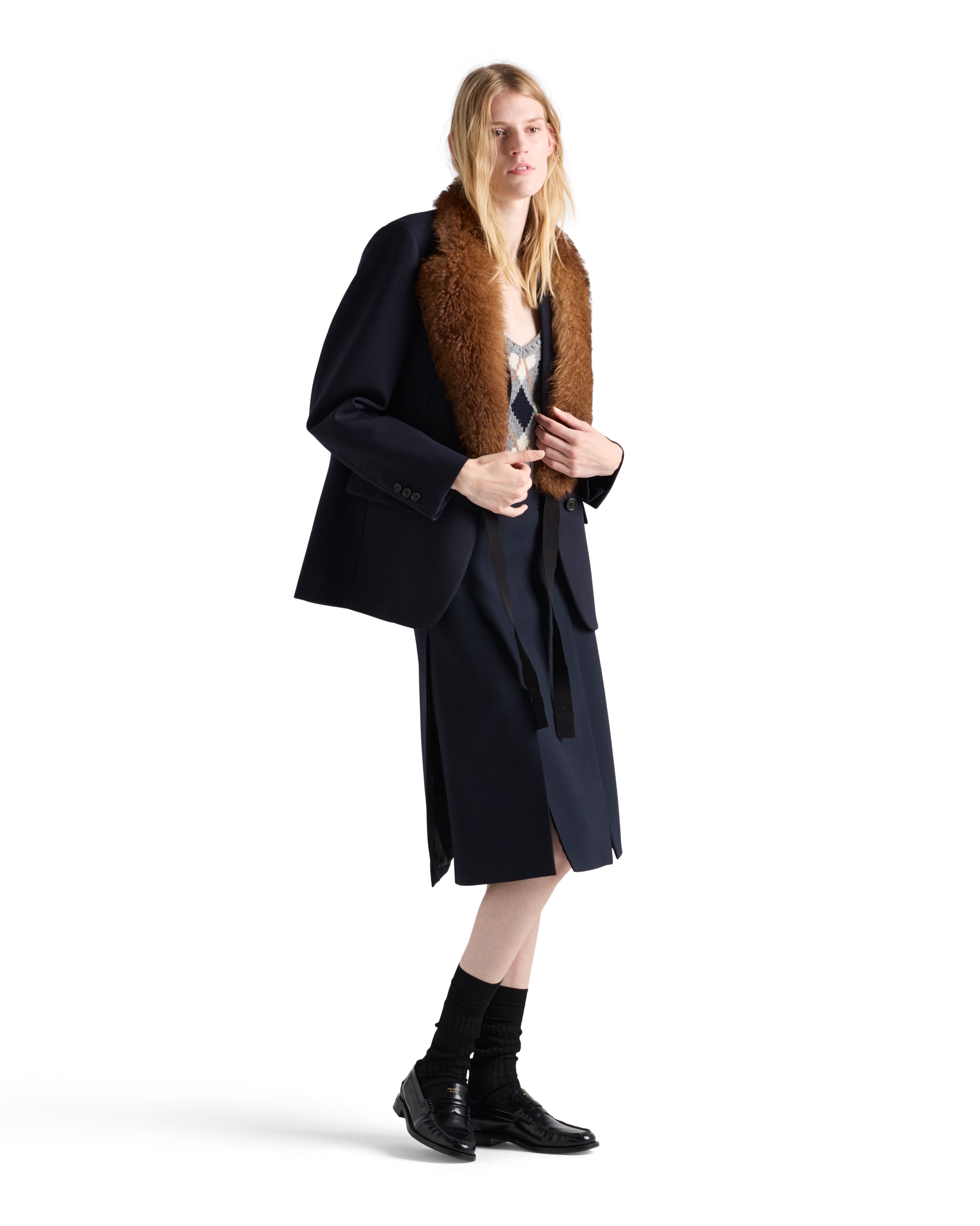 Prada Knee-length Skirt With Multiple Slits And Loops In Black