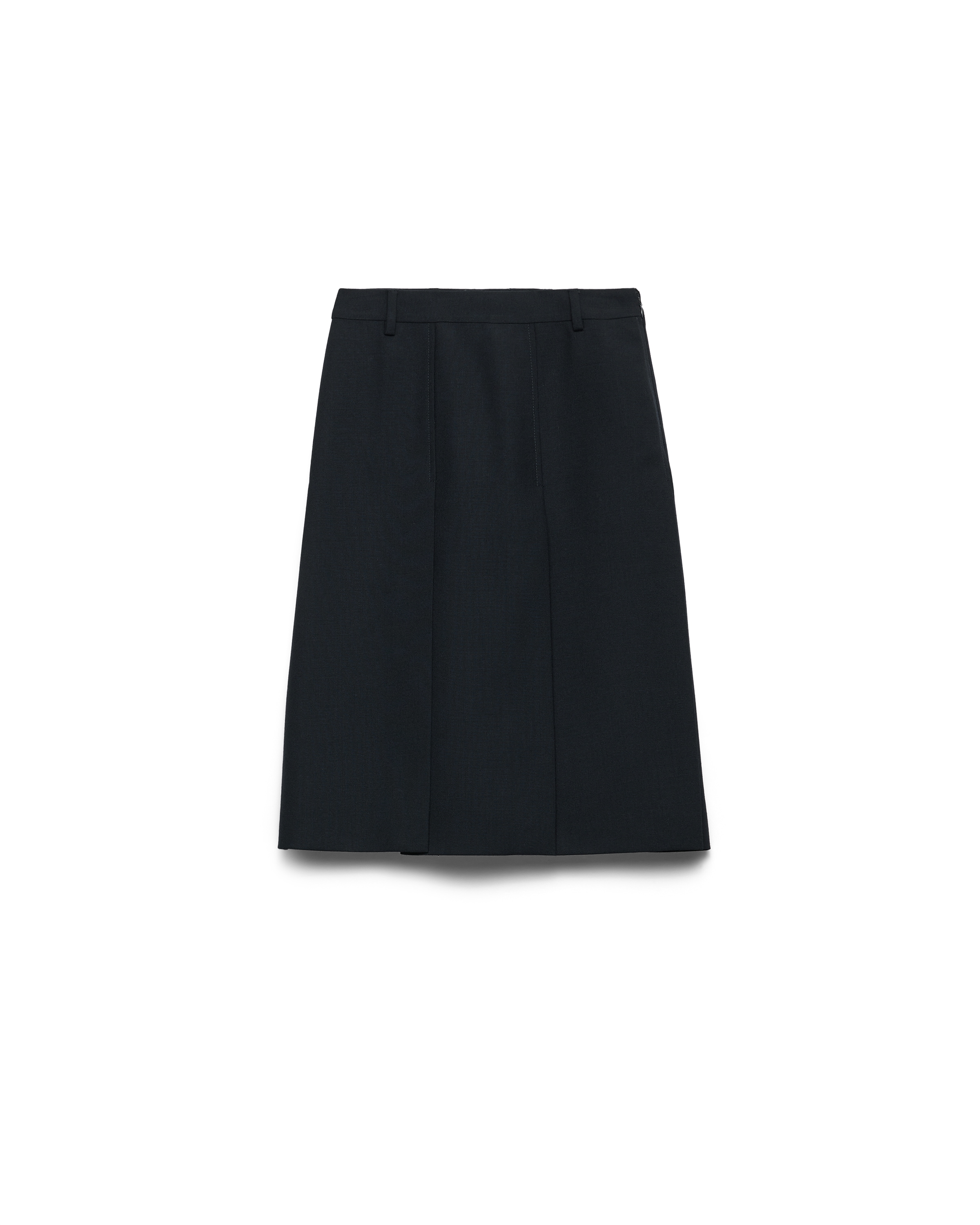 Prada Knee-length Skirt With Multiple Slits And Loops In Black