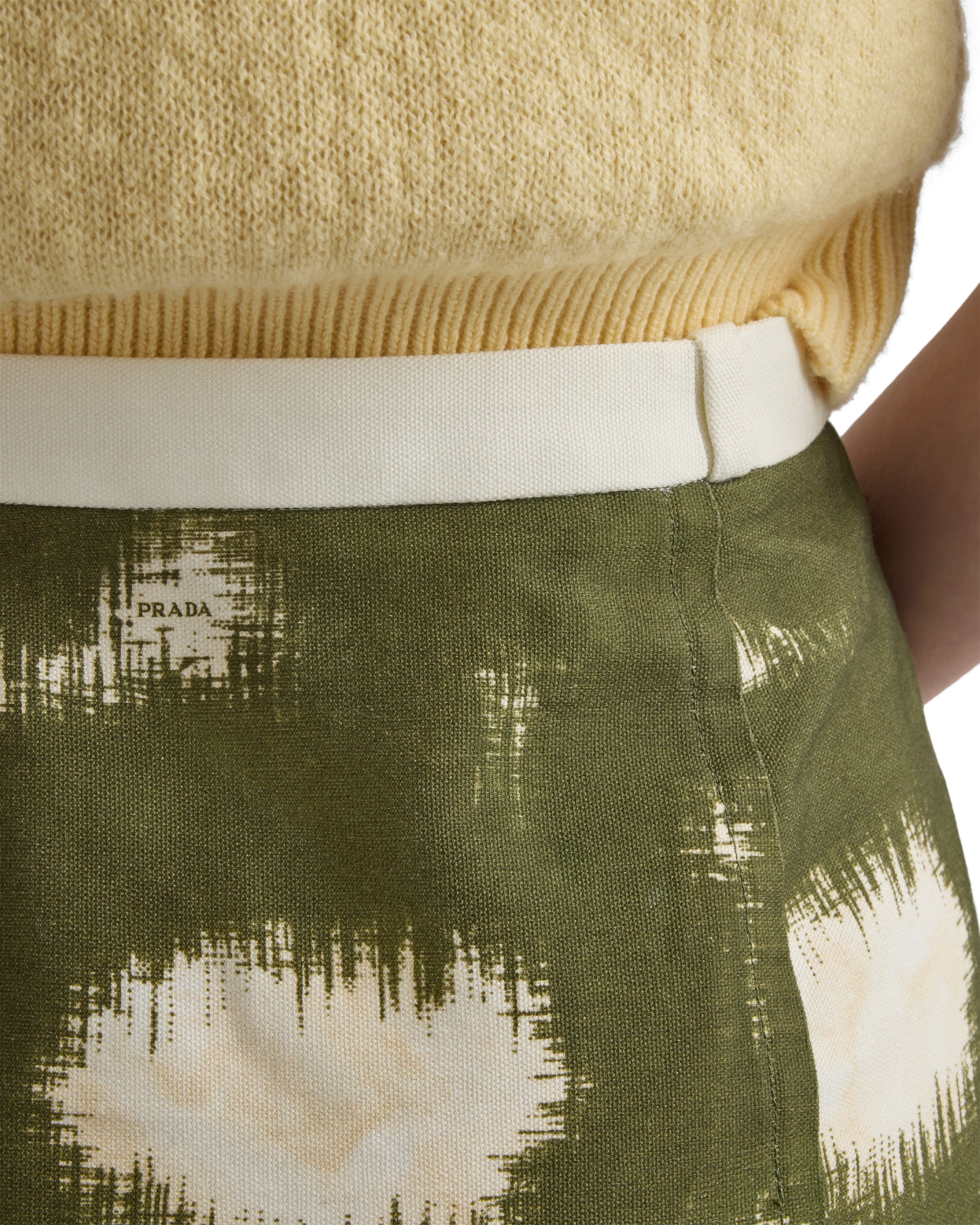 Prada A Line Skirt Abstract Pattern Belt Loops In Green