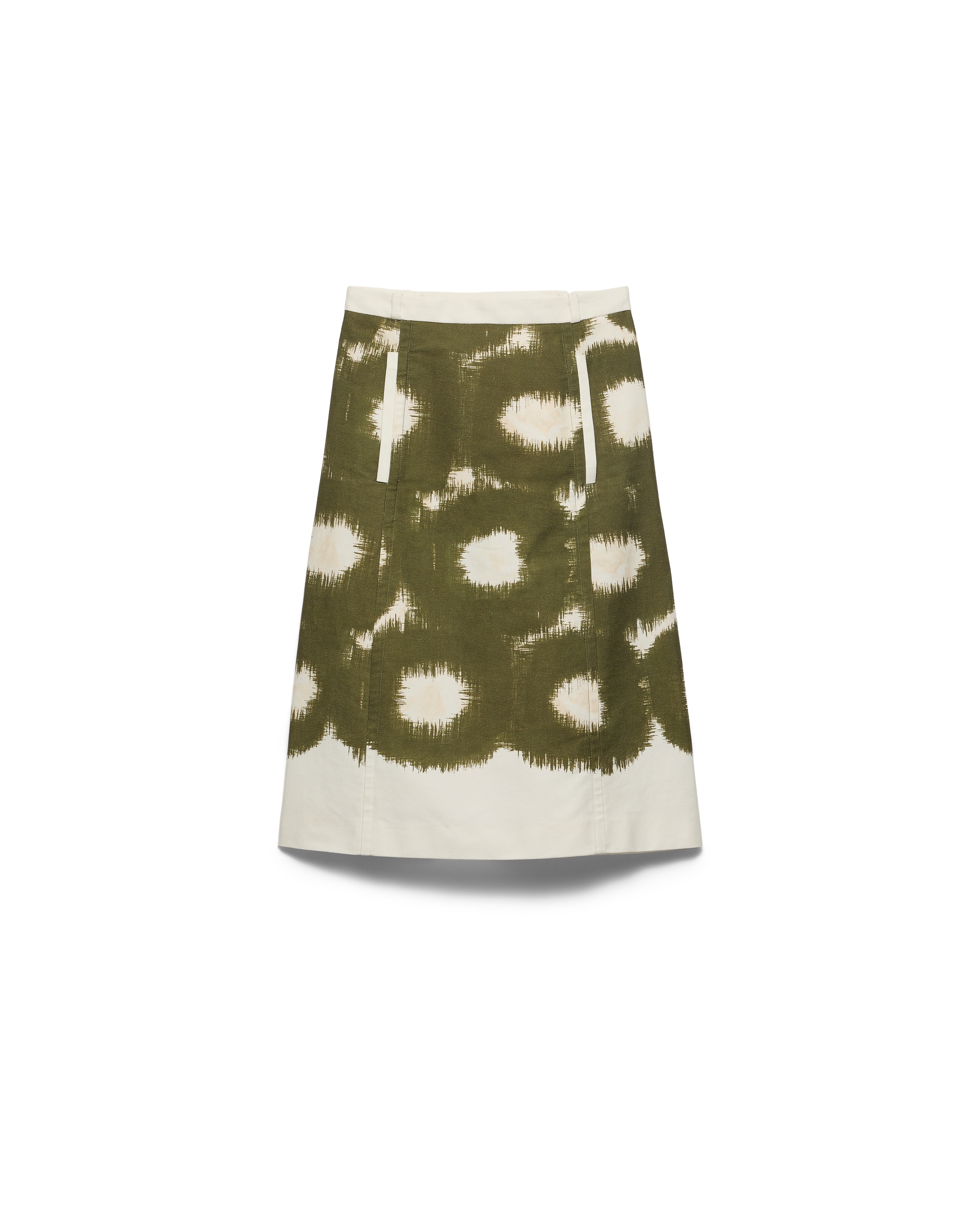 Prada A Line Skirt Abstract Pattern Belt Loops In Green