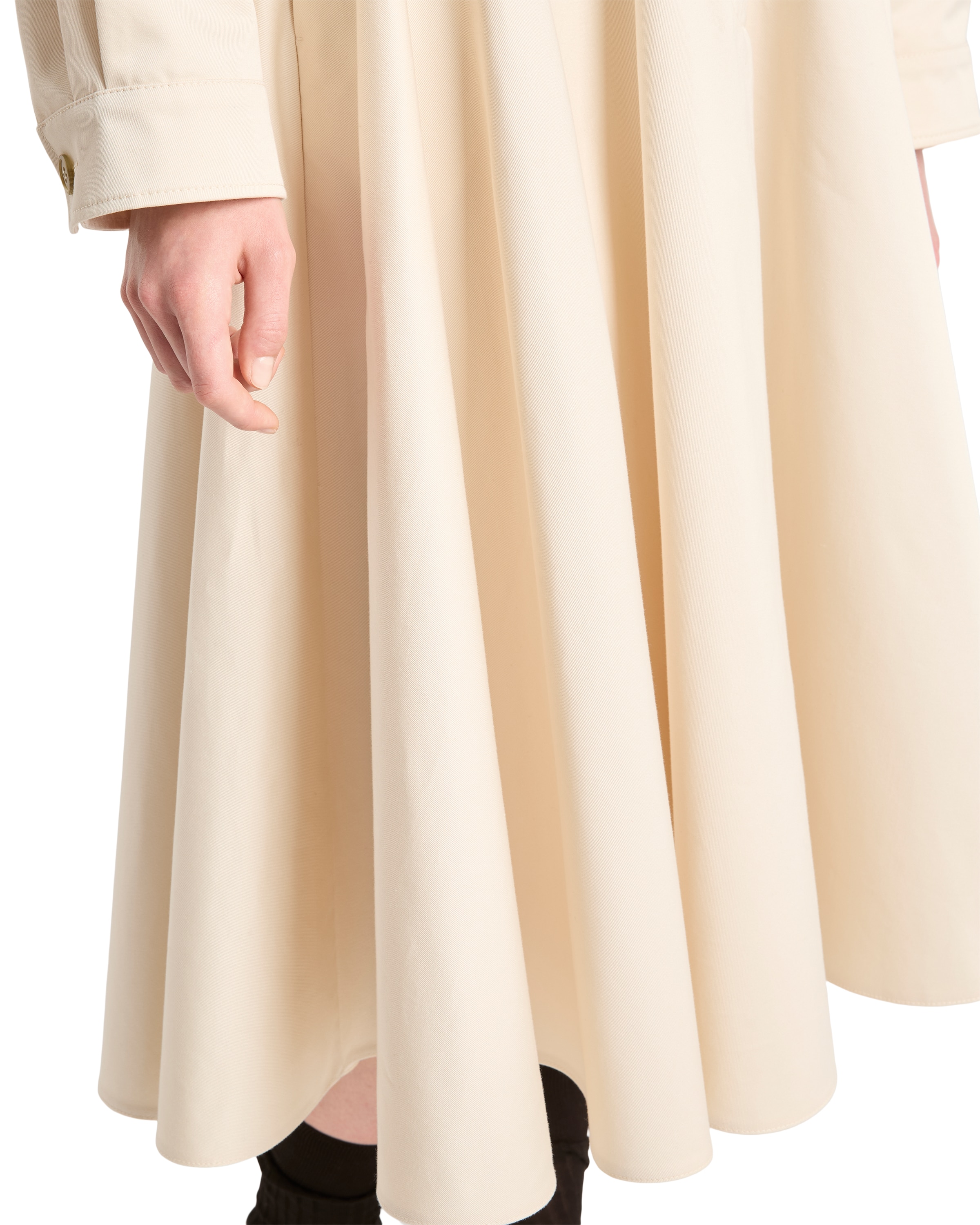 Prada Triangle-logo Flared Midi Skirt In Neutral