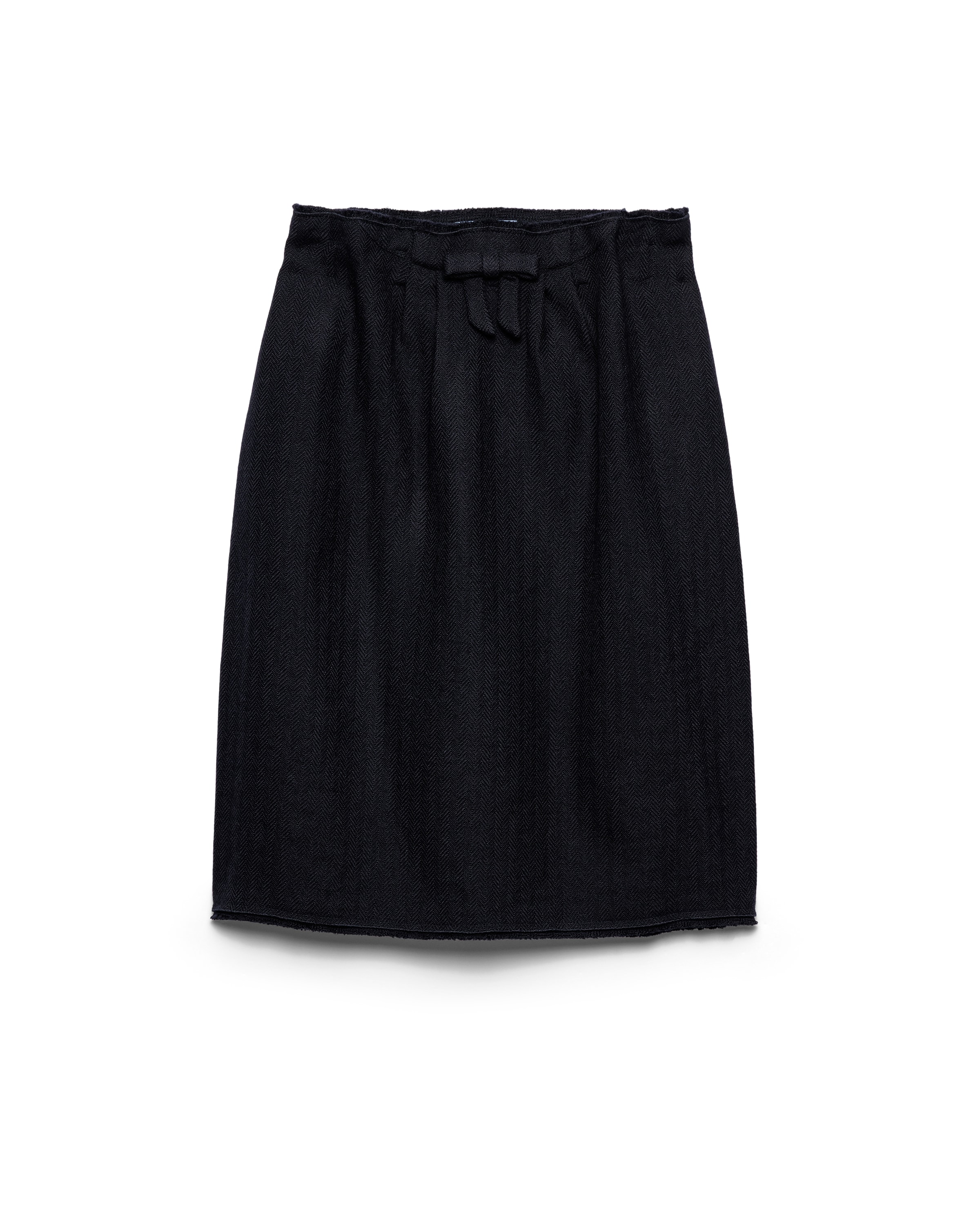 Prada Donna Blu Gonna Midi In Lana Chevron, Taglia 42