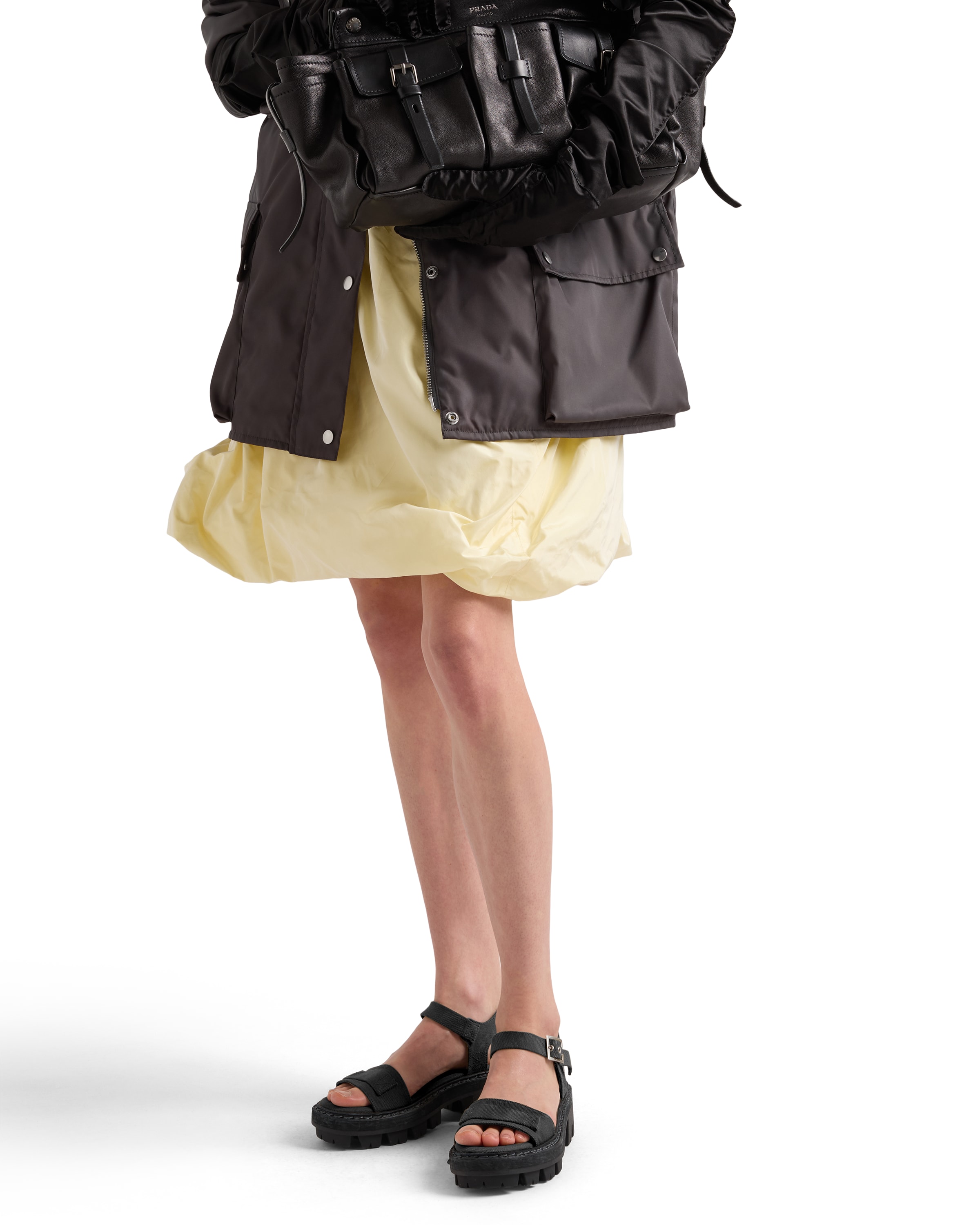 Prada Voluminous Taffeta Skirt Balloon Silhouette In Multi