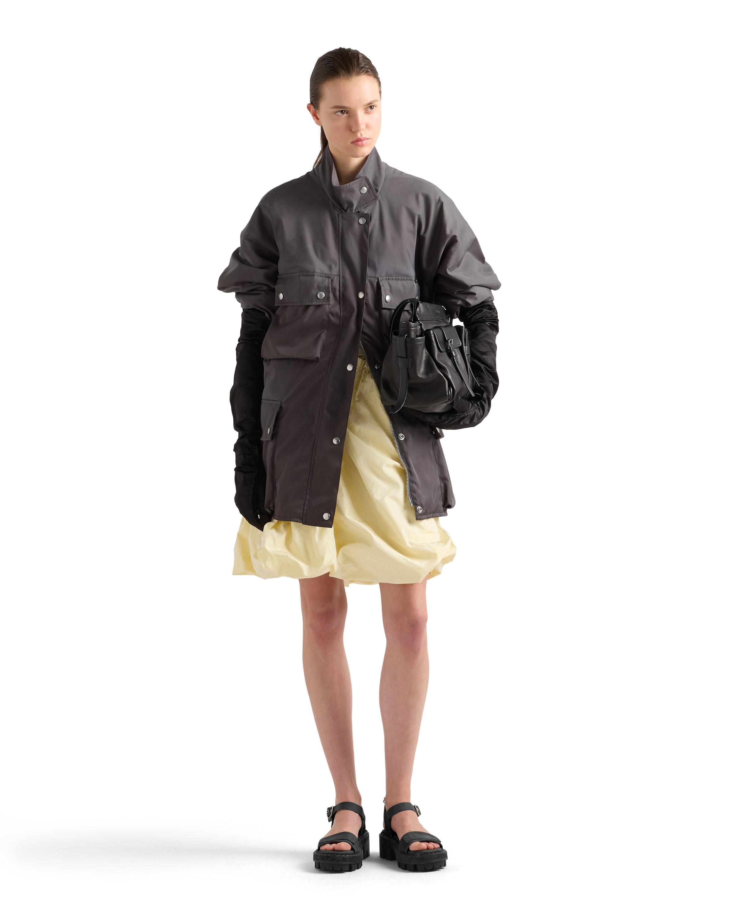 Prada Voluminous Taffeta Skirt Balloon Silhouette In Multi