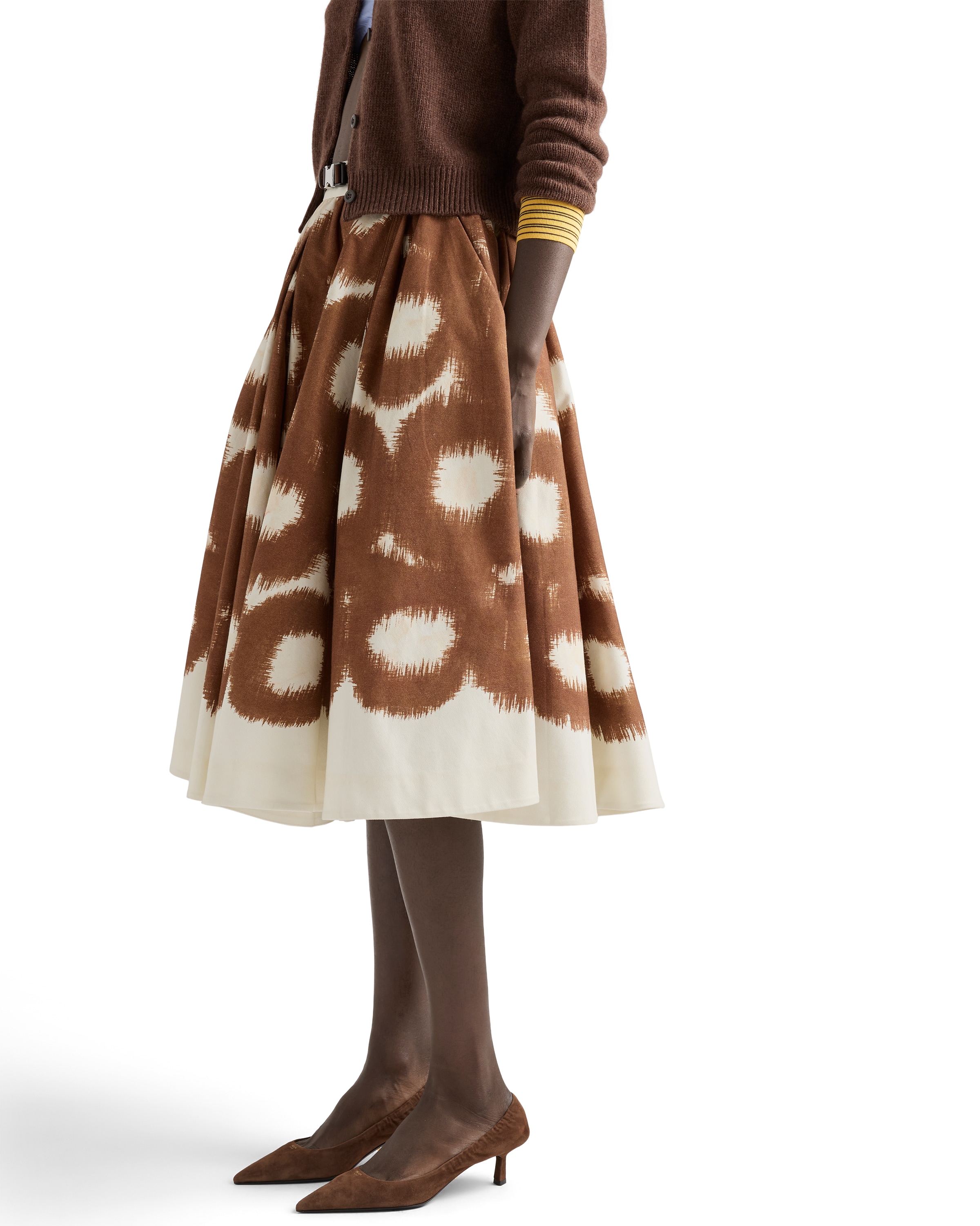 Prada Printed Canvas Skirt In Brown