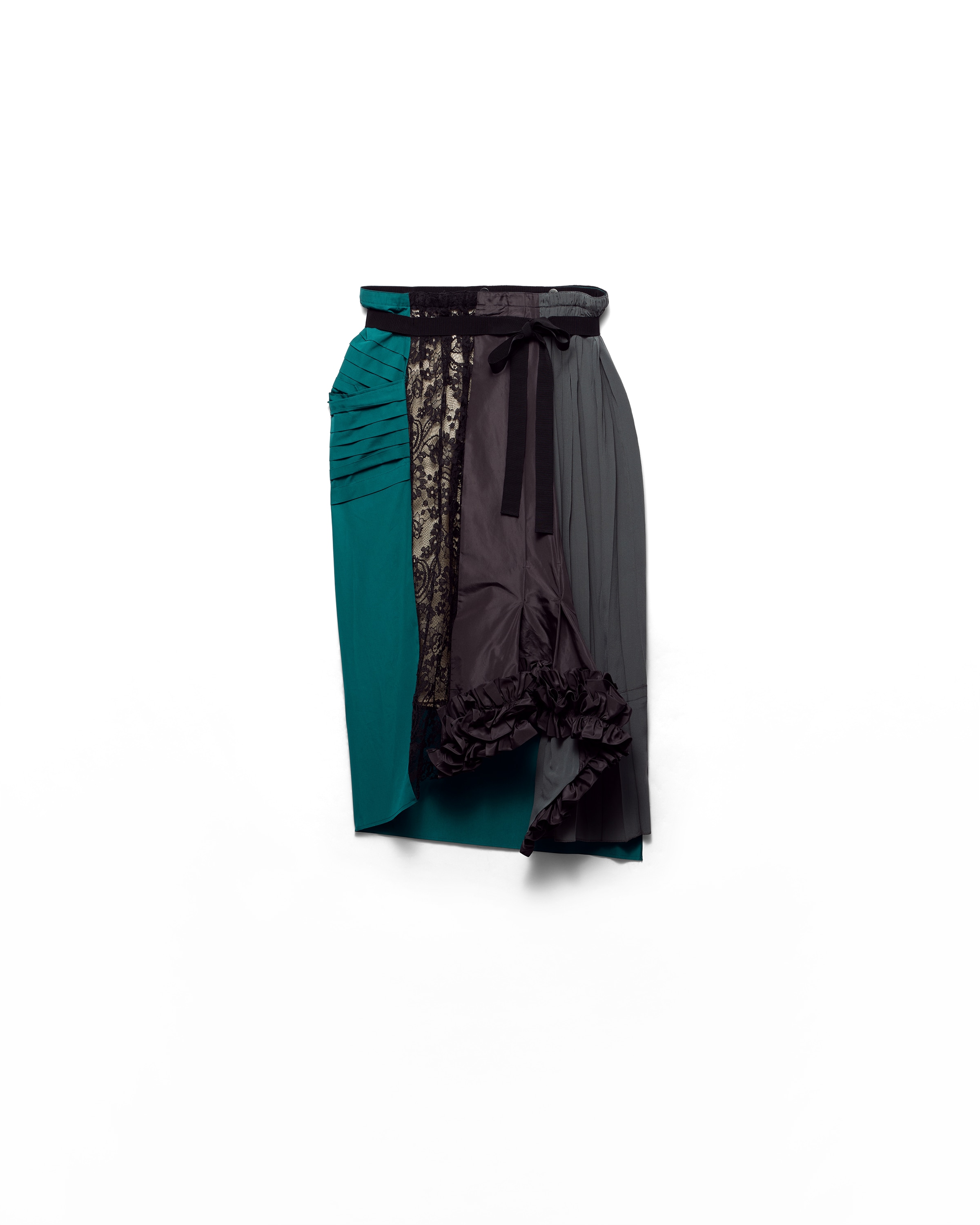 Prada Technical Taffeta Patchwork Skirt In Multi