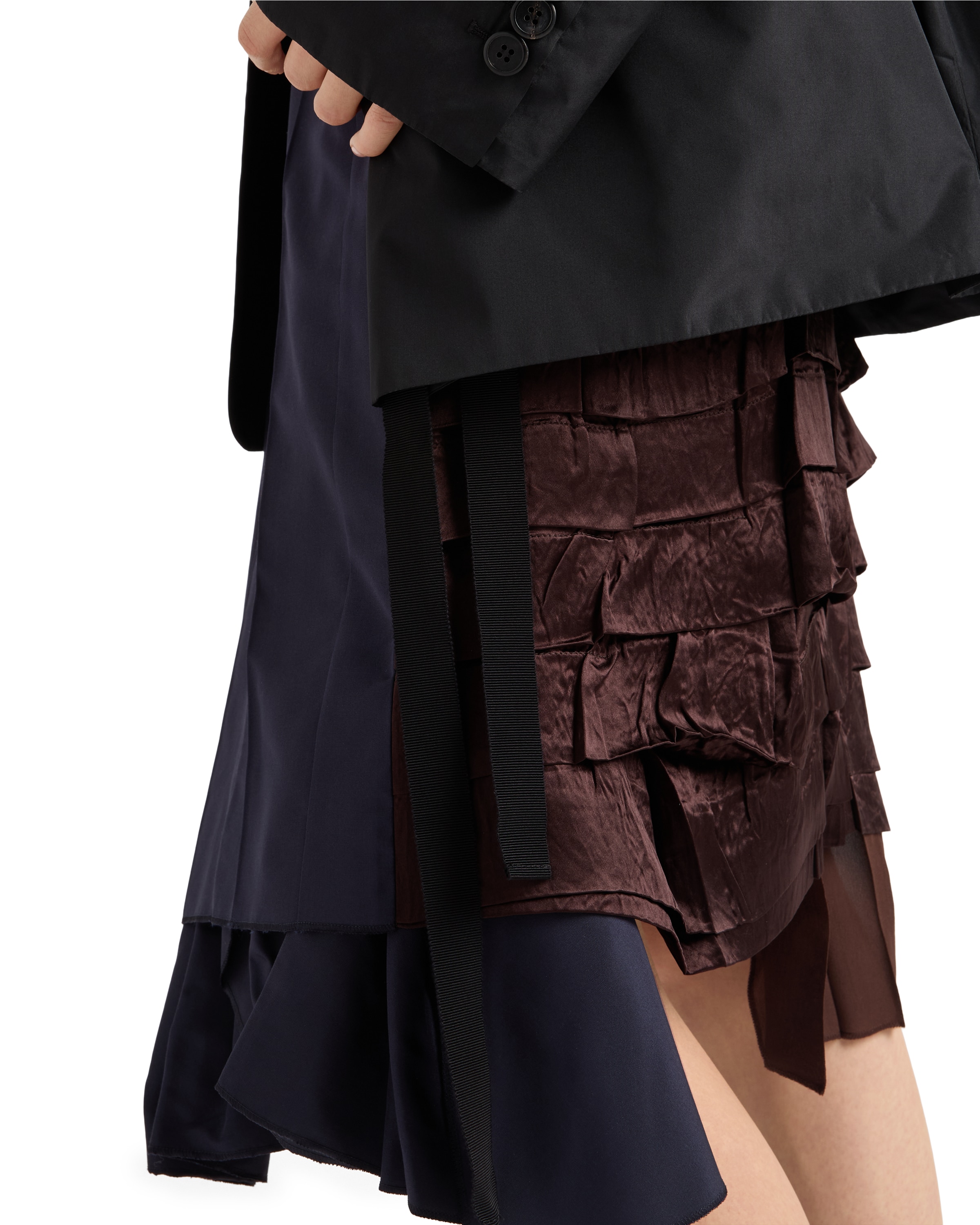 Prada Asymmetric Patchwork Skirt In Virgin Wool, Blue In Multi