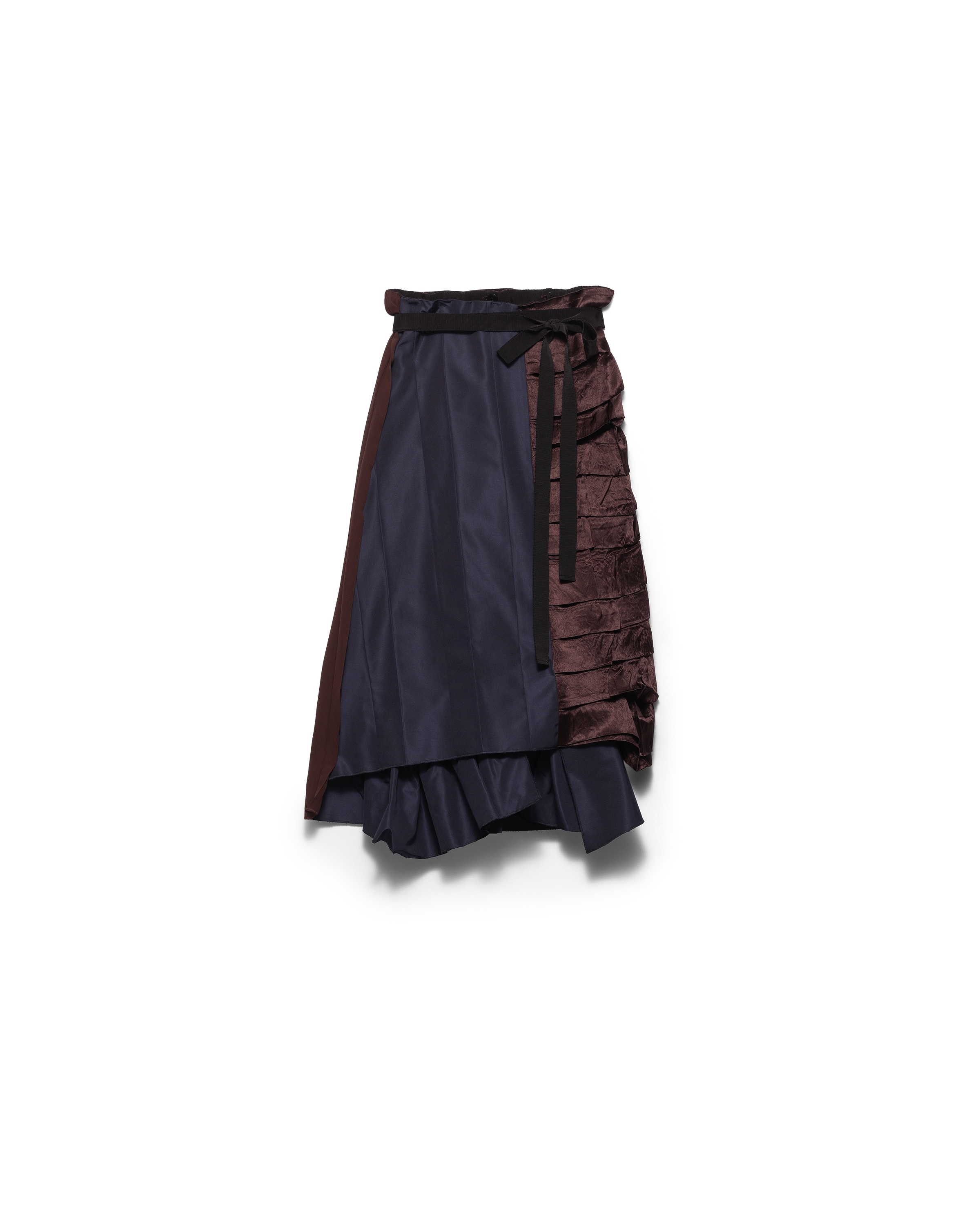 Prada Asymmetric Patchwork Skirt In Virgin Wool, Blue In Multi