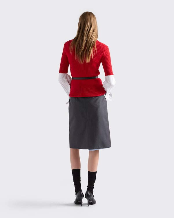 Falda ligera de mohair y tejido vaquero de cambray - Gris Pizarra Falda ligera de mohair y tejido vaquero de cambray - Gris Pizarra