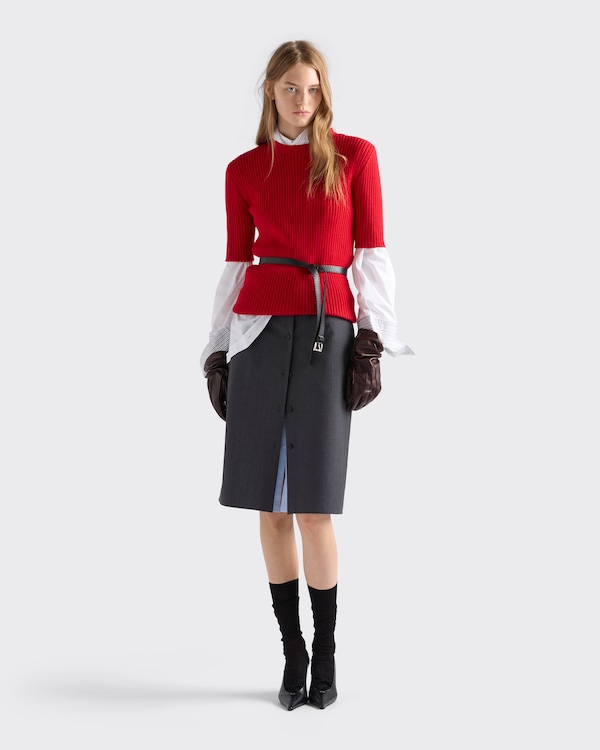 Falda ligera de mohair y tejido vaquero de cambray - Gris Pizarra Falda ligera de mohair y tejido vaquero de cambray - Gris Pizarra