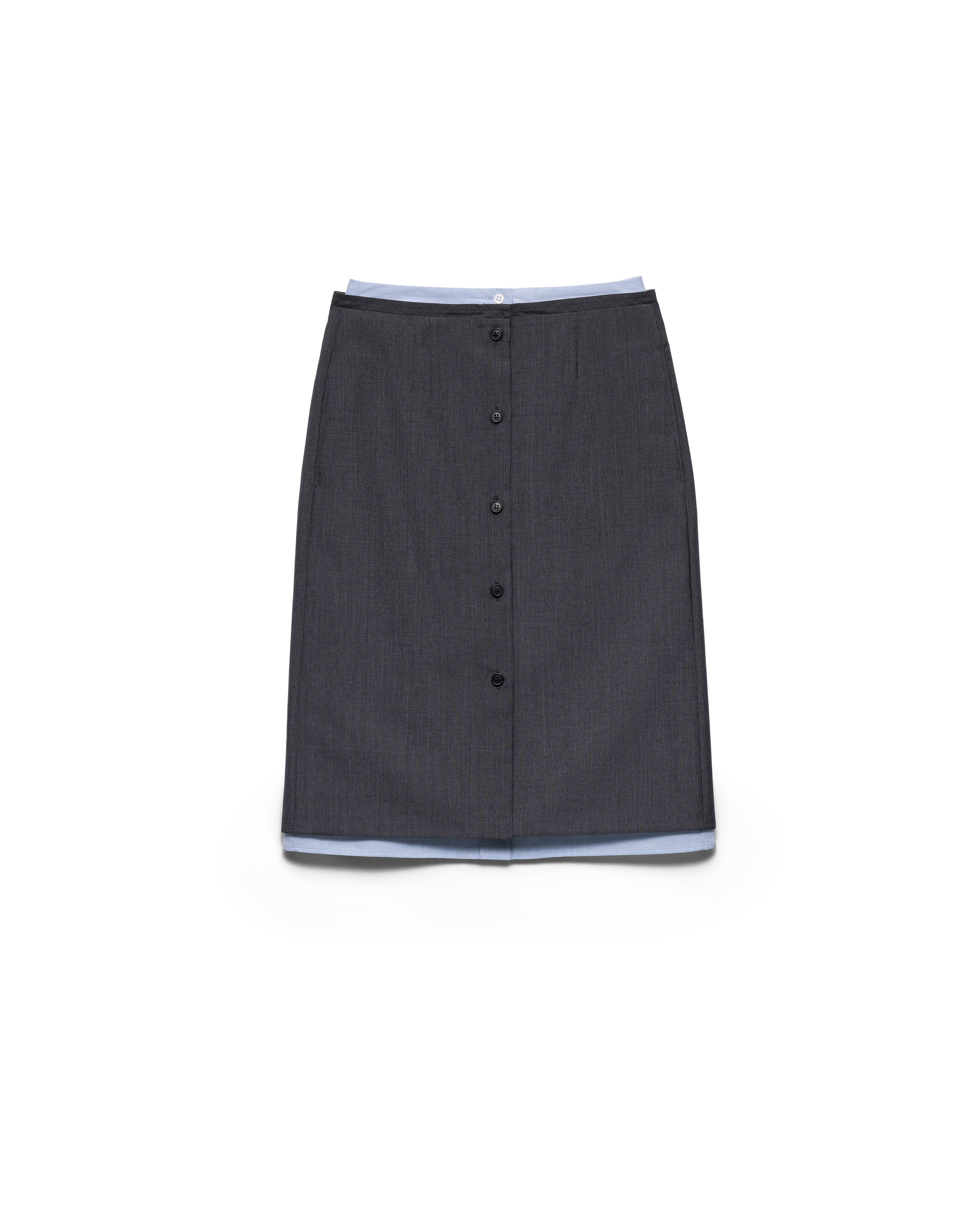 Slate Gray Light Mohair And Chambray Skirt | PRADA - United States
