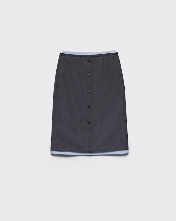 Falda ligera de mohair y tejido vaquero de cambray - Gris Pizarra Falda ligera de mohair y tejido vaquero de cambray - Gris Pizarra