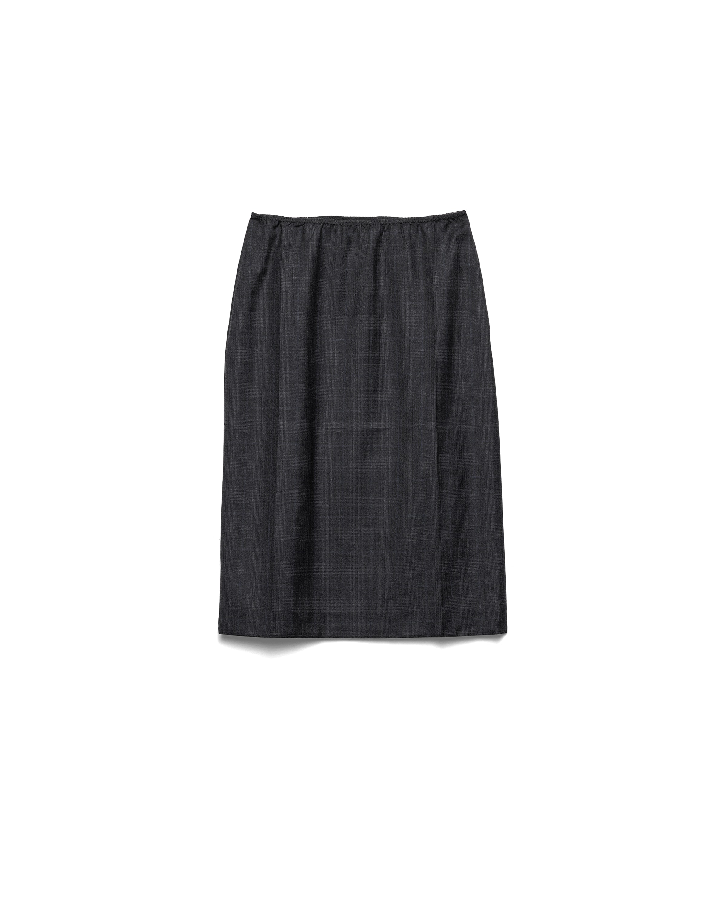 Prada Checked Wool Midi-skirt In Gray