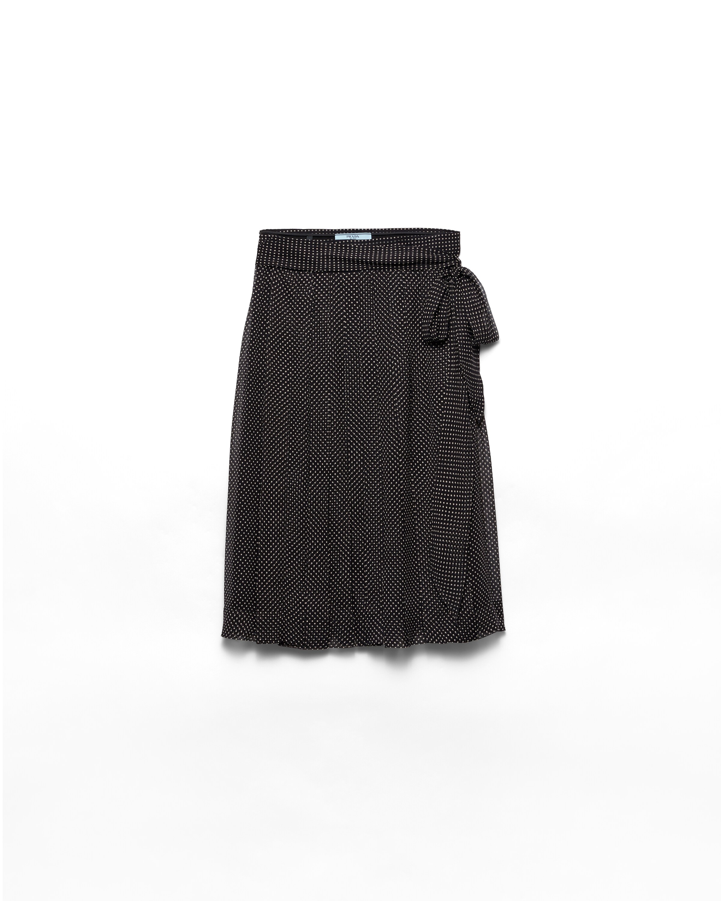 Prada Jupe Portefeuille En Mousseline Imprimée, Femme, Noir, Taille 36