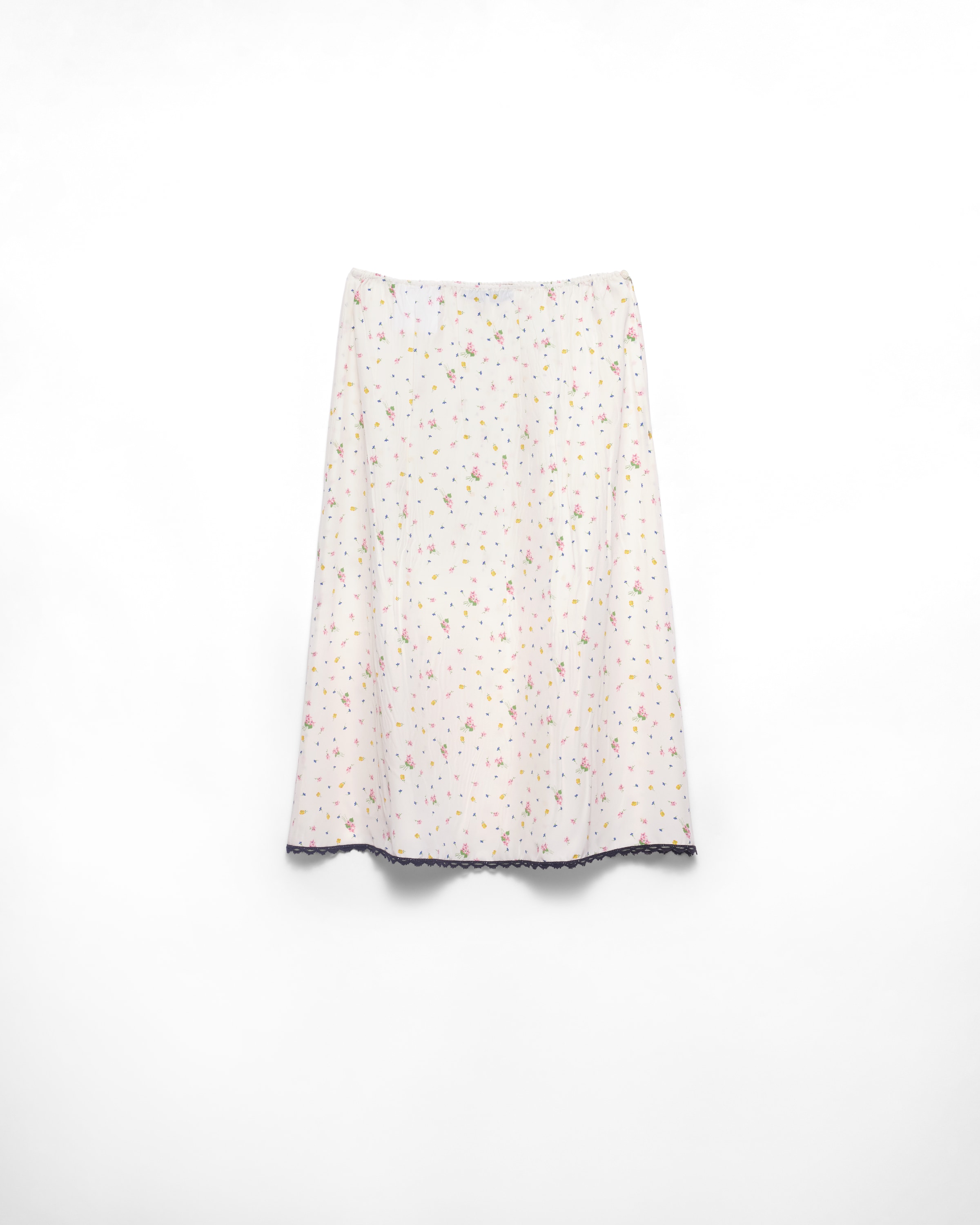 Prada Jupe En Pongé À Imprimé Fleurs, Femme, Blanc, Taille 40