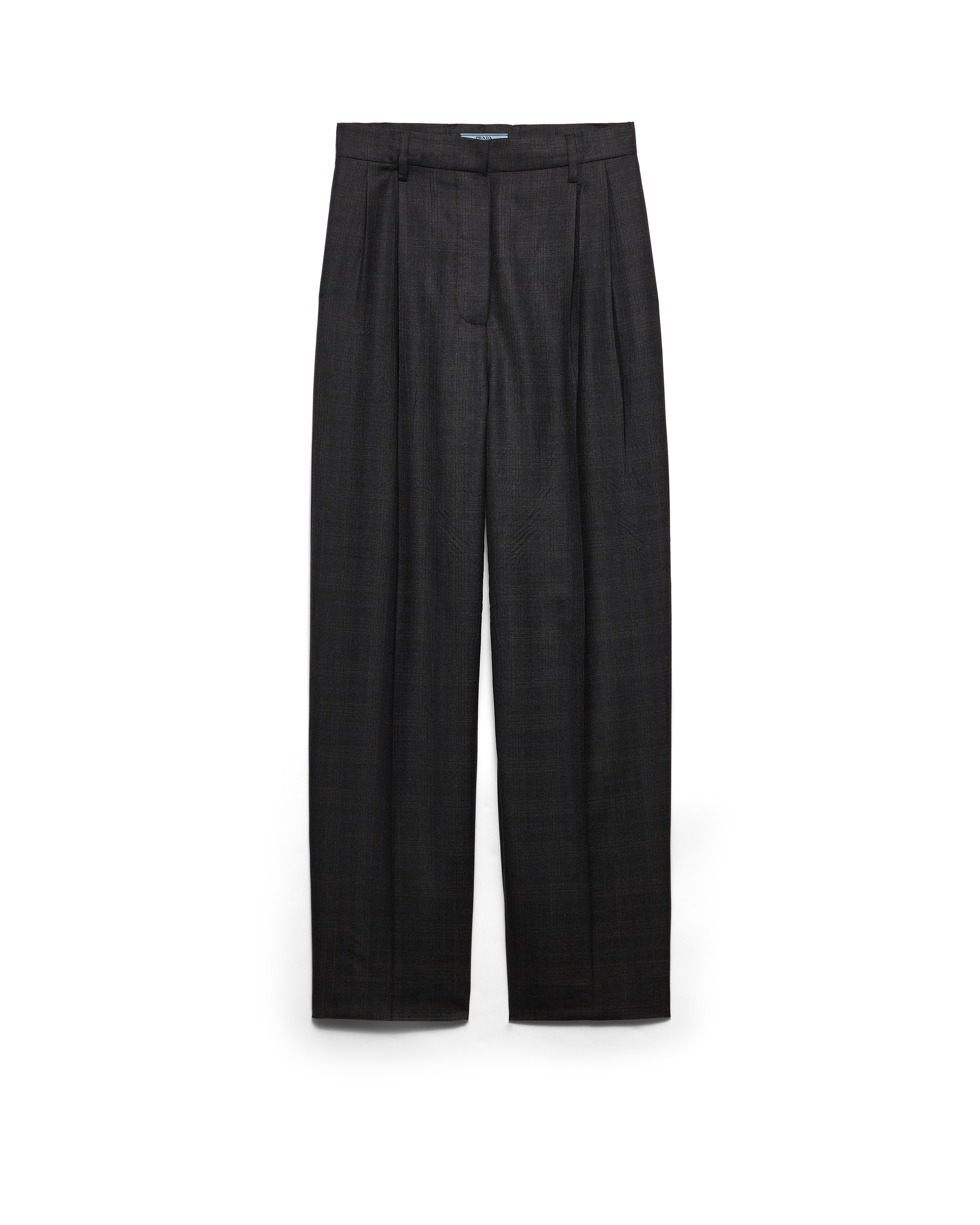 Prada Checked Wool Pants In Black