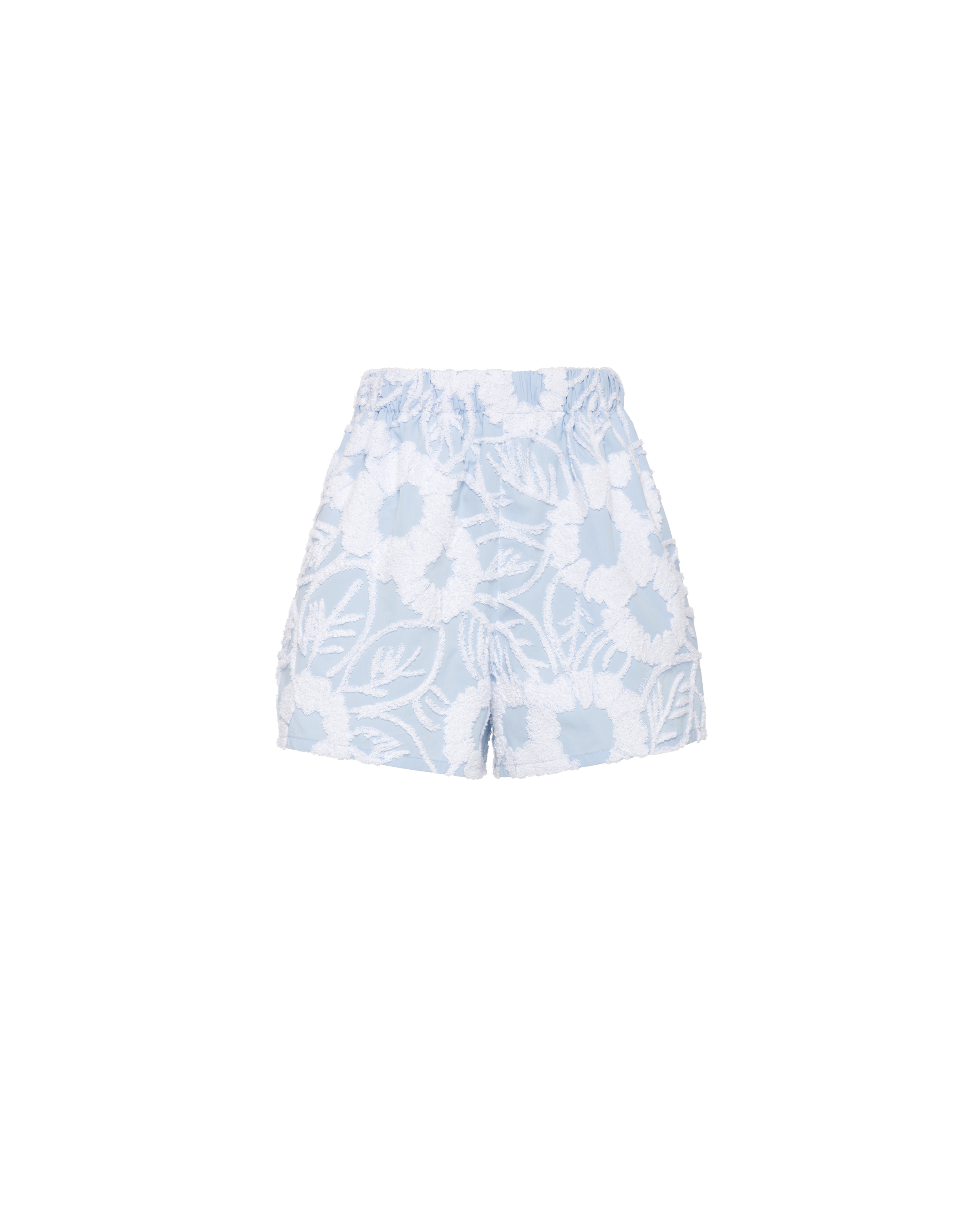 Prada Floral Embroidered Shorts In Sky Blue/white