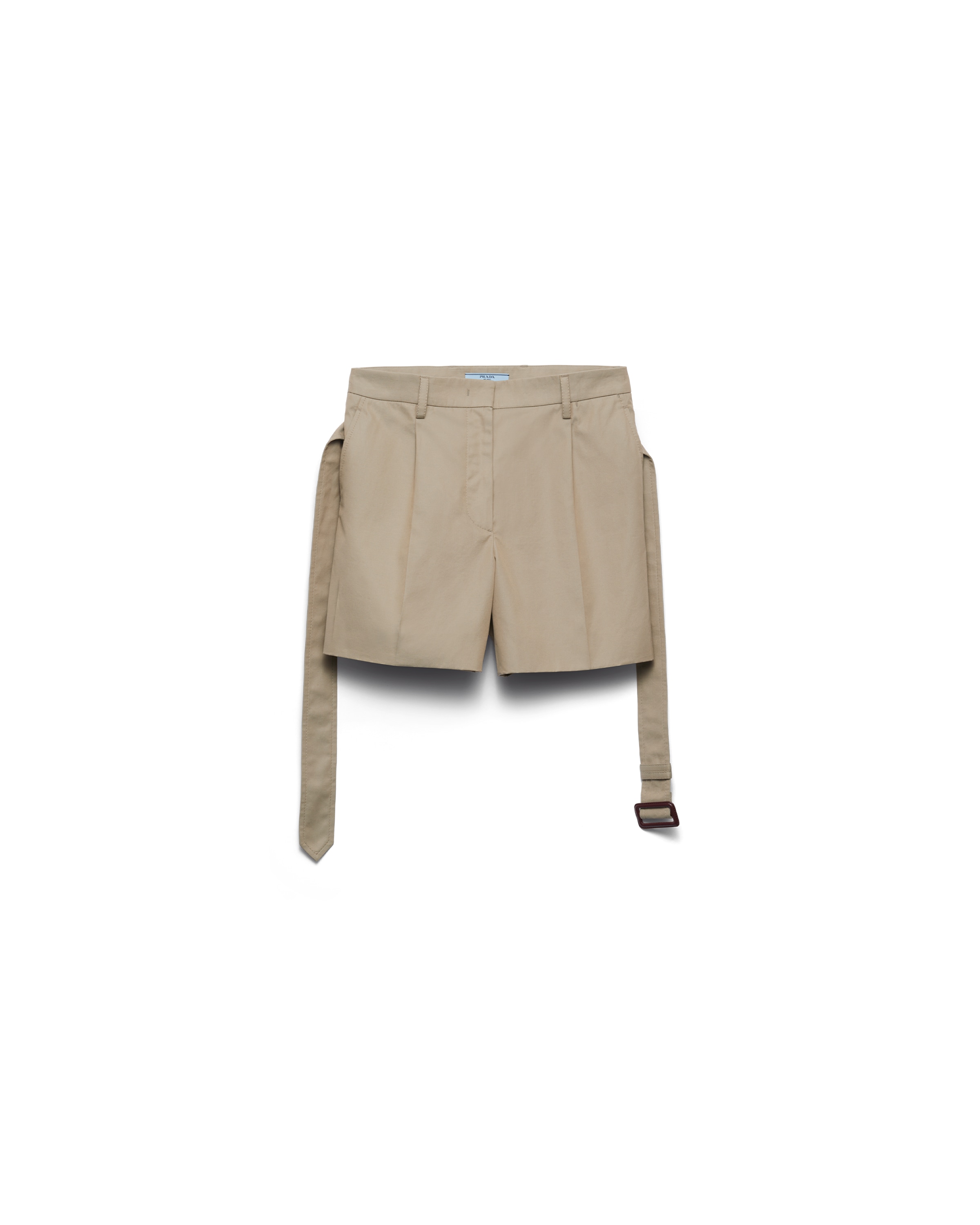 Prada Bermuda En Sergé De Coton, Femme, Beige, Taille 40