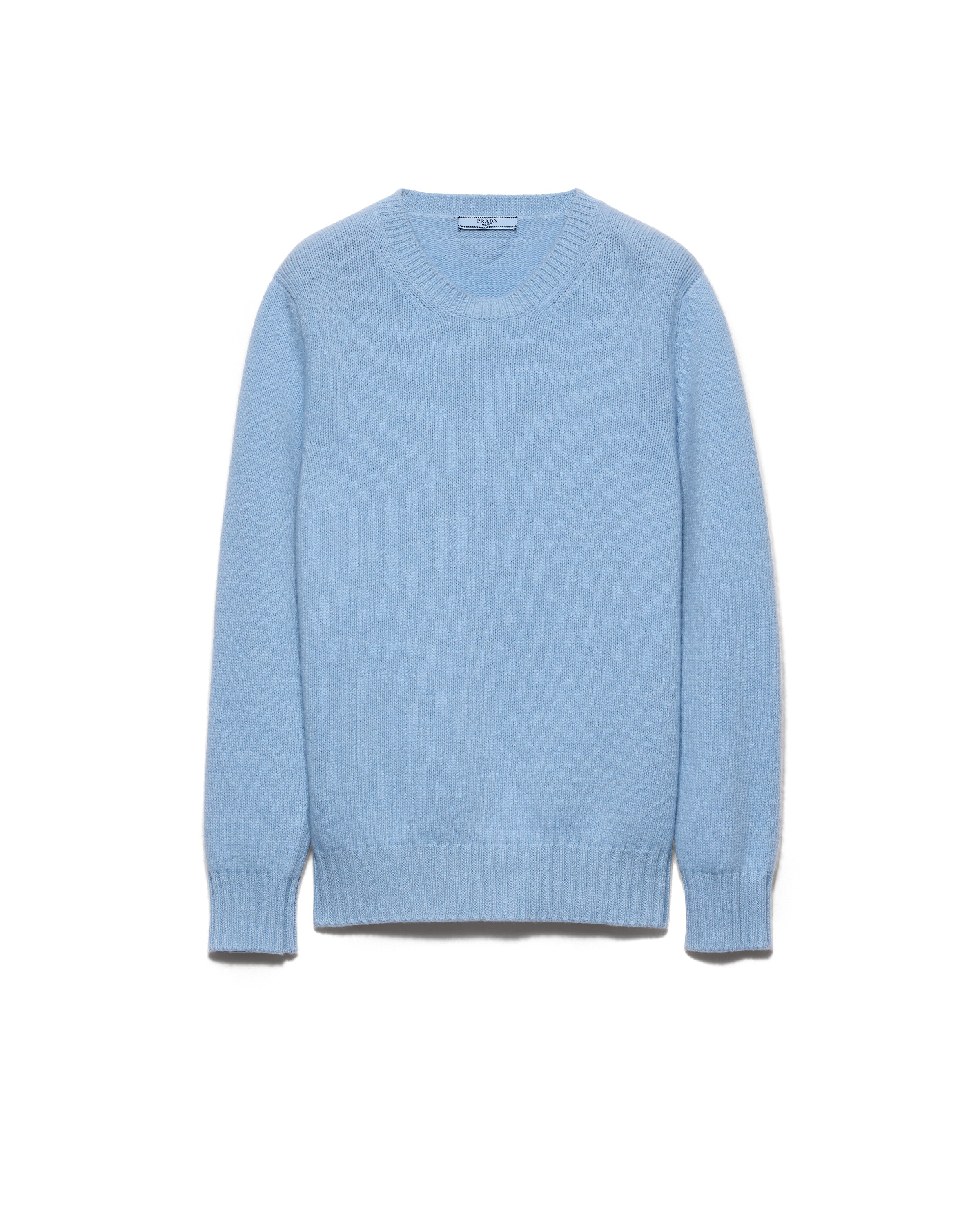 Prada Pull À Col Rond En Laine Et Cachemire, Femme, Bleu Saphir, Taille 38