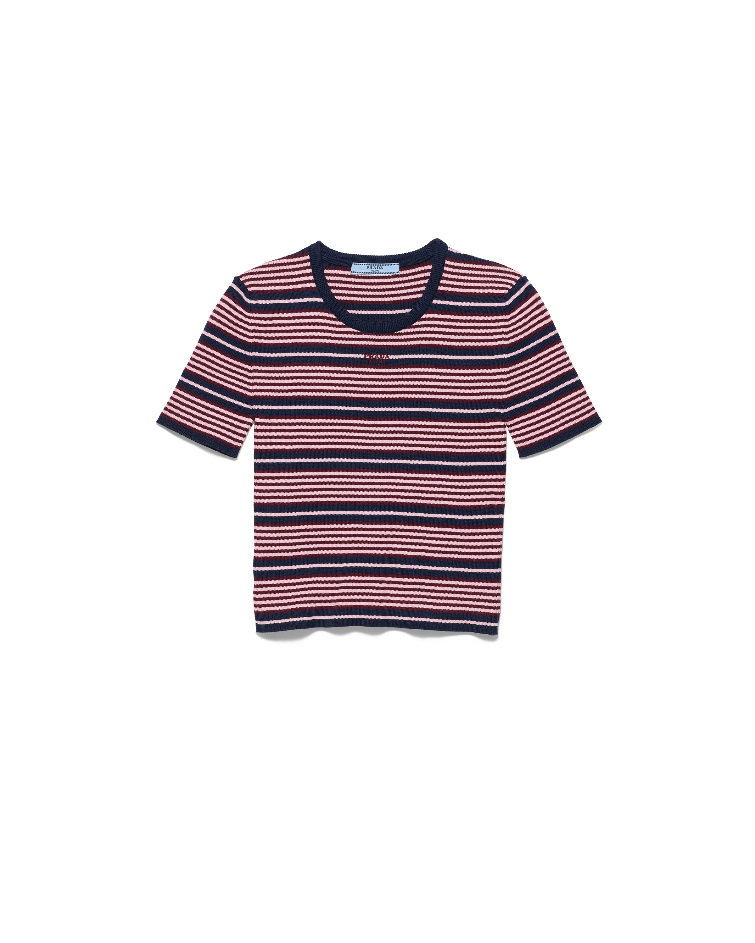Prada Short-sleeved Striped Cotton Sweater