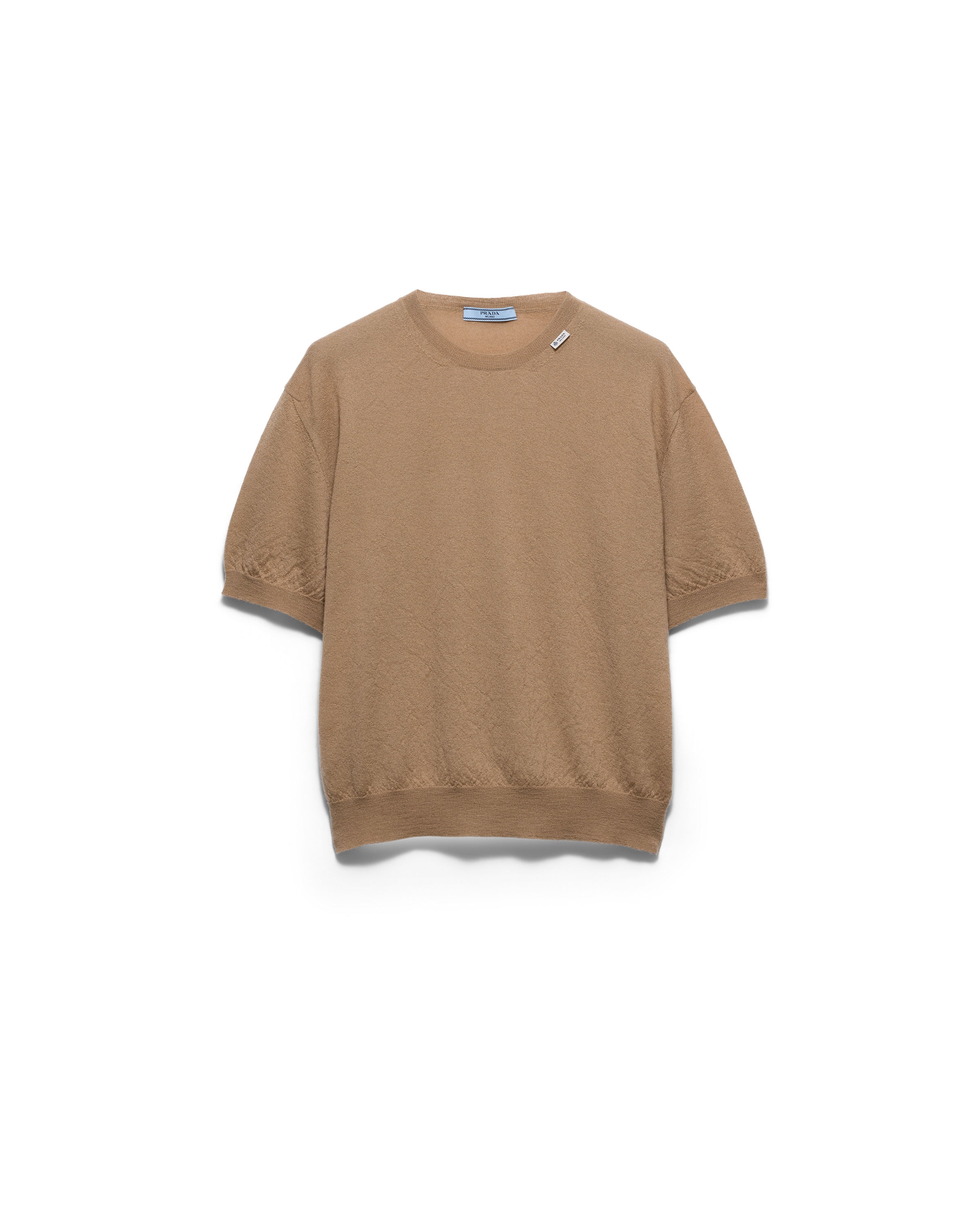 Prada Short-sleeved Cashmere Sweater In Neutral