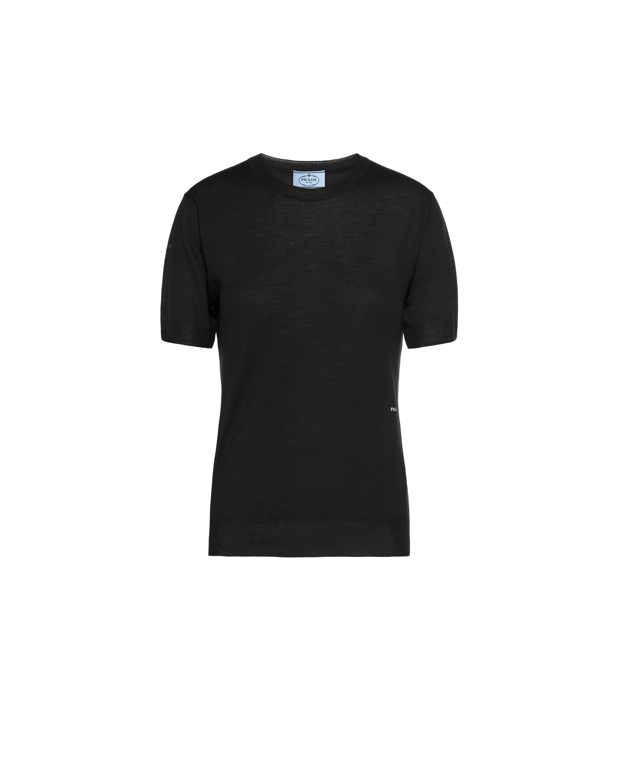 Prada Wool Short-sleeve Sweater In Black