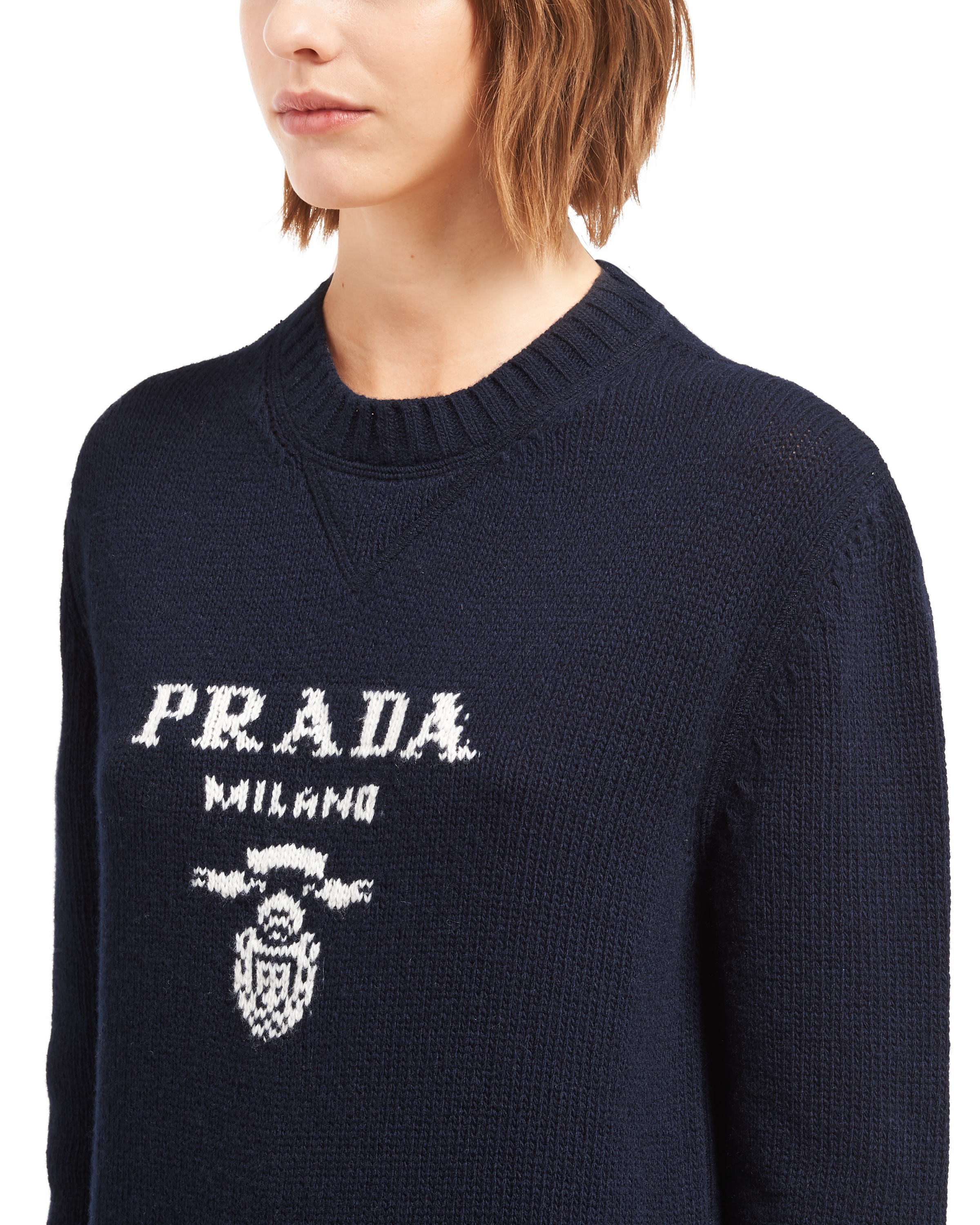 即納！最大半額！】 美品 プラダ PRADA カシミヤ ロゴ ニット セーター 
