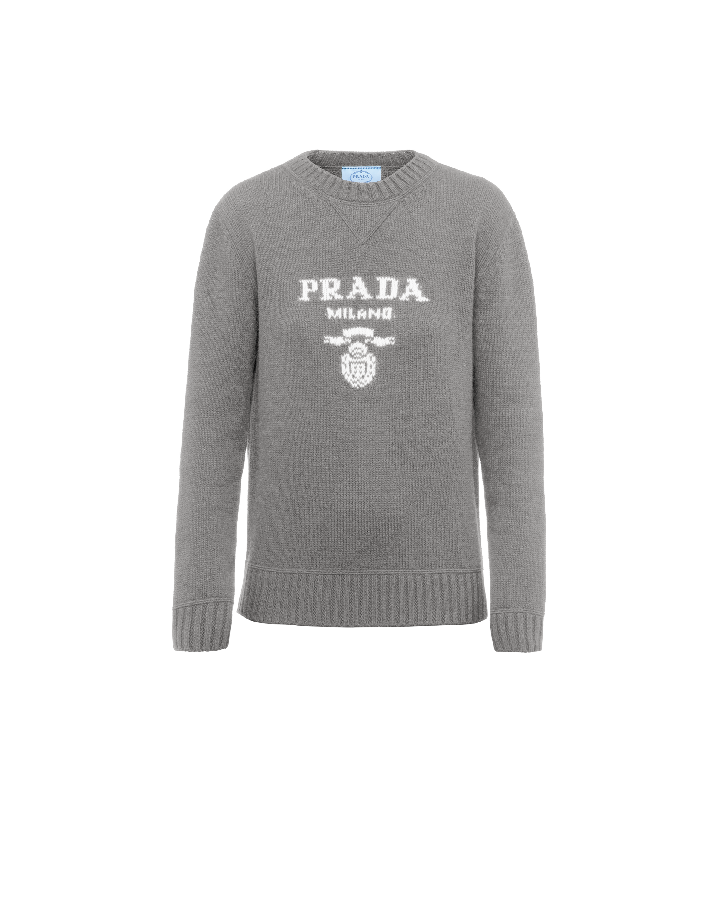 Cashmere and wool Prada logo crew-neck 