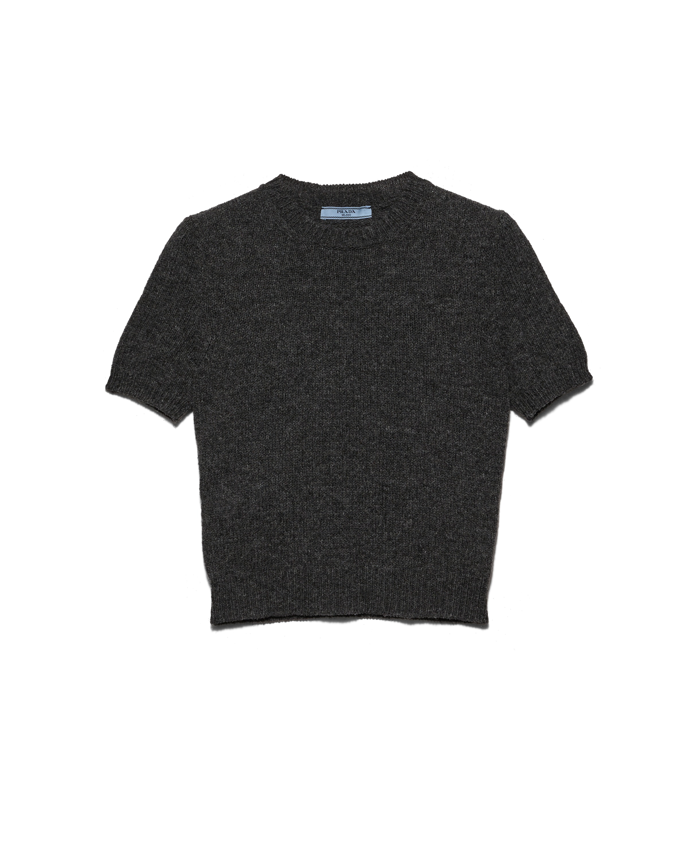 Prada Pull À Manches Courtes En Cachemire, Femme, Gris Ardoise, Taille 36