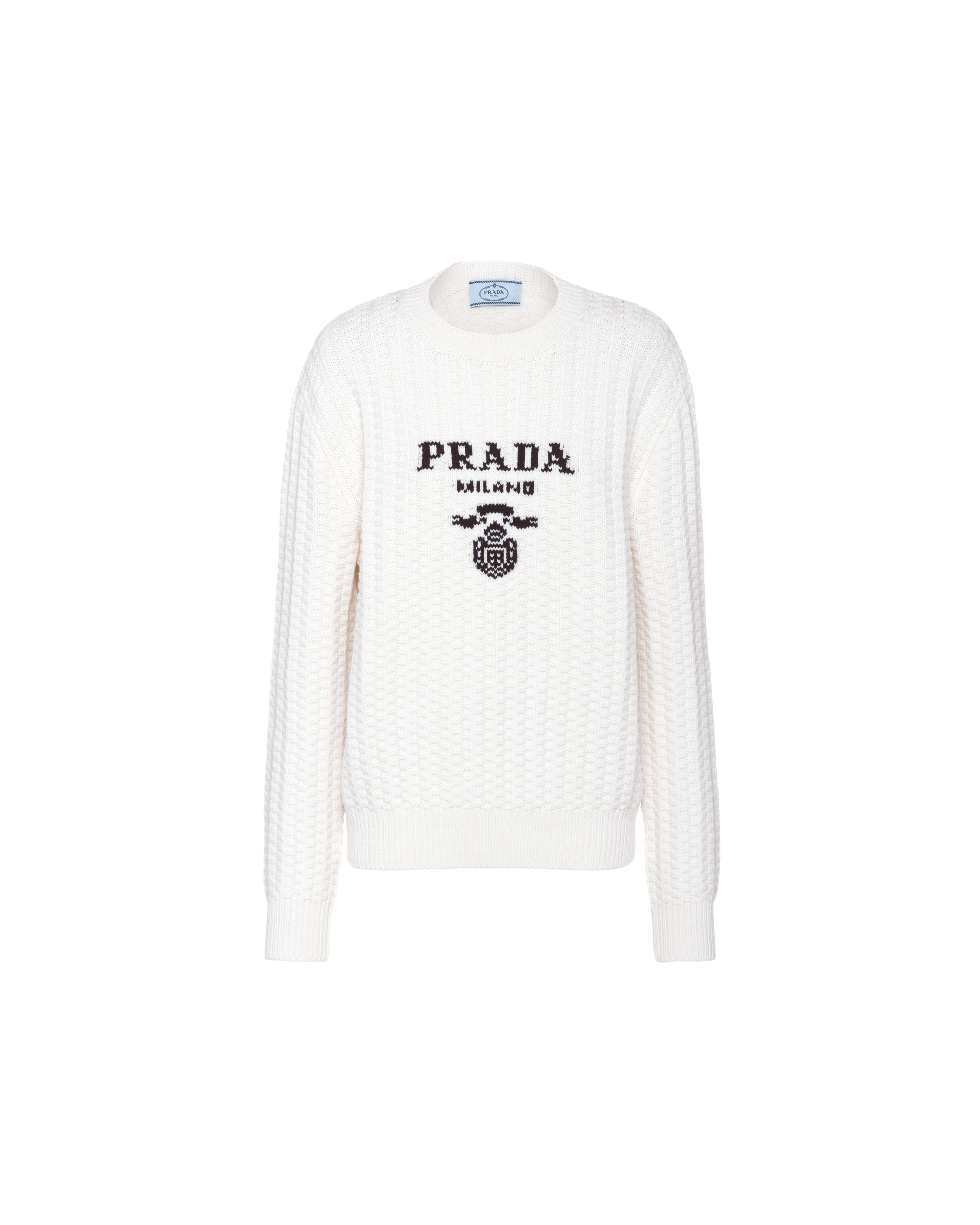 Shop Prada Cashmere Crew-neck Sweater In White