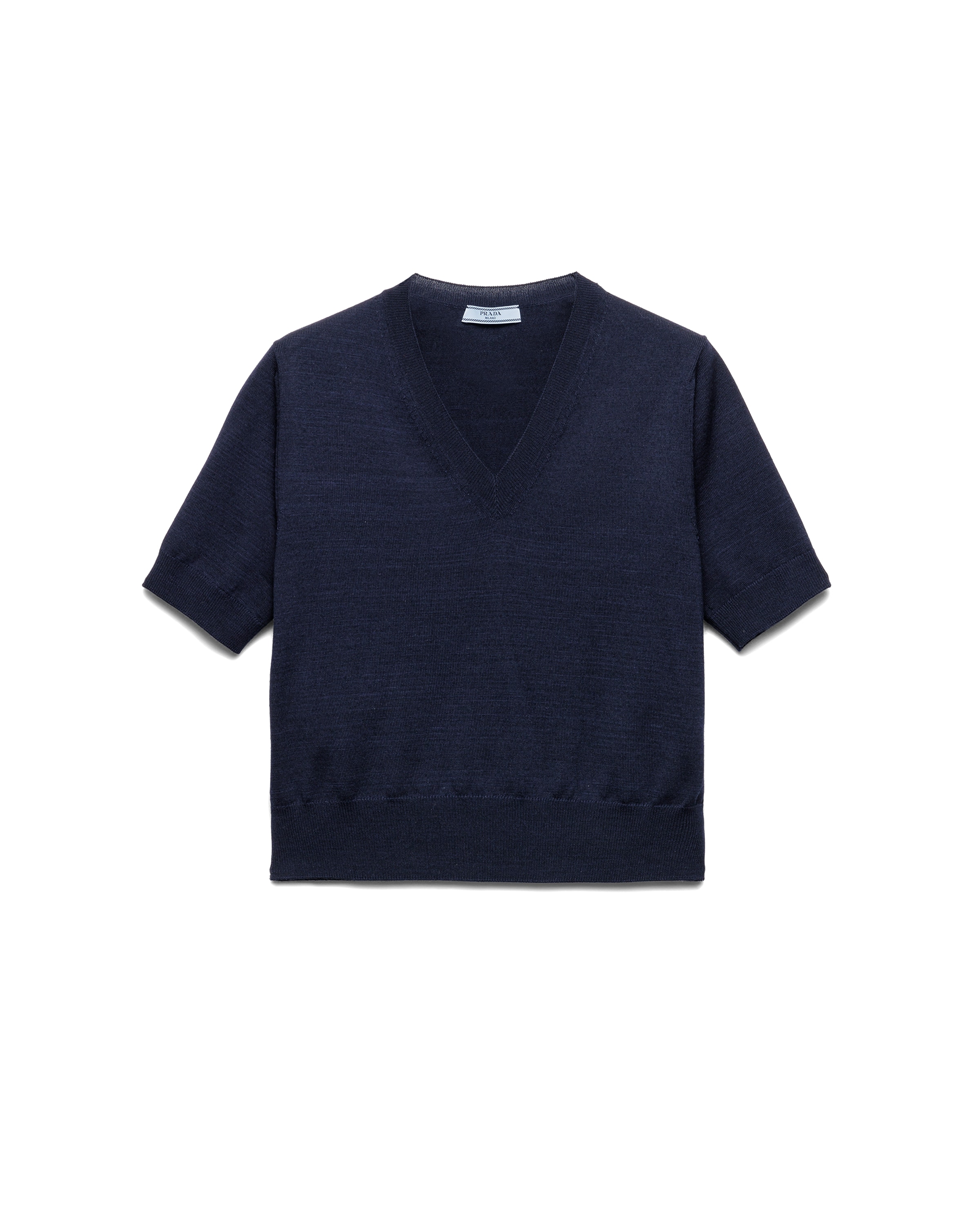 Prada Maglia Scollo A V In Lana, Donna, Blu, Taglia 38