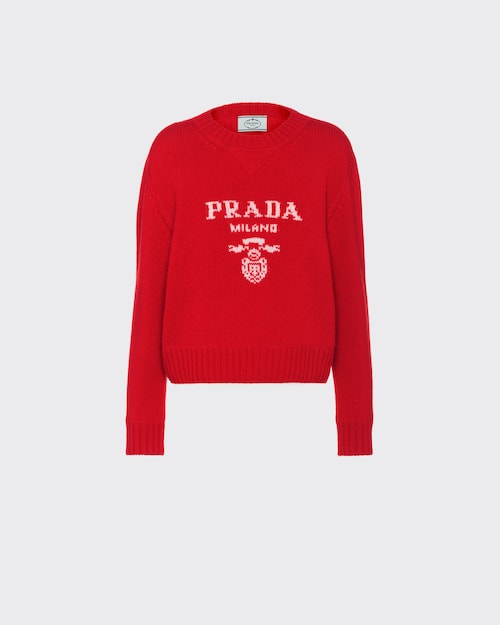 Red Wool And Cashmere Crew Neck Sweater Prada