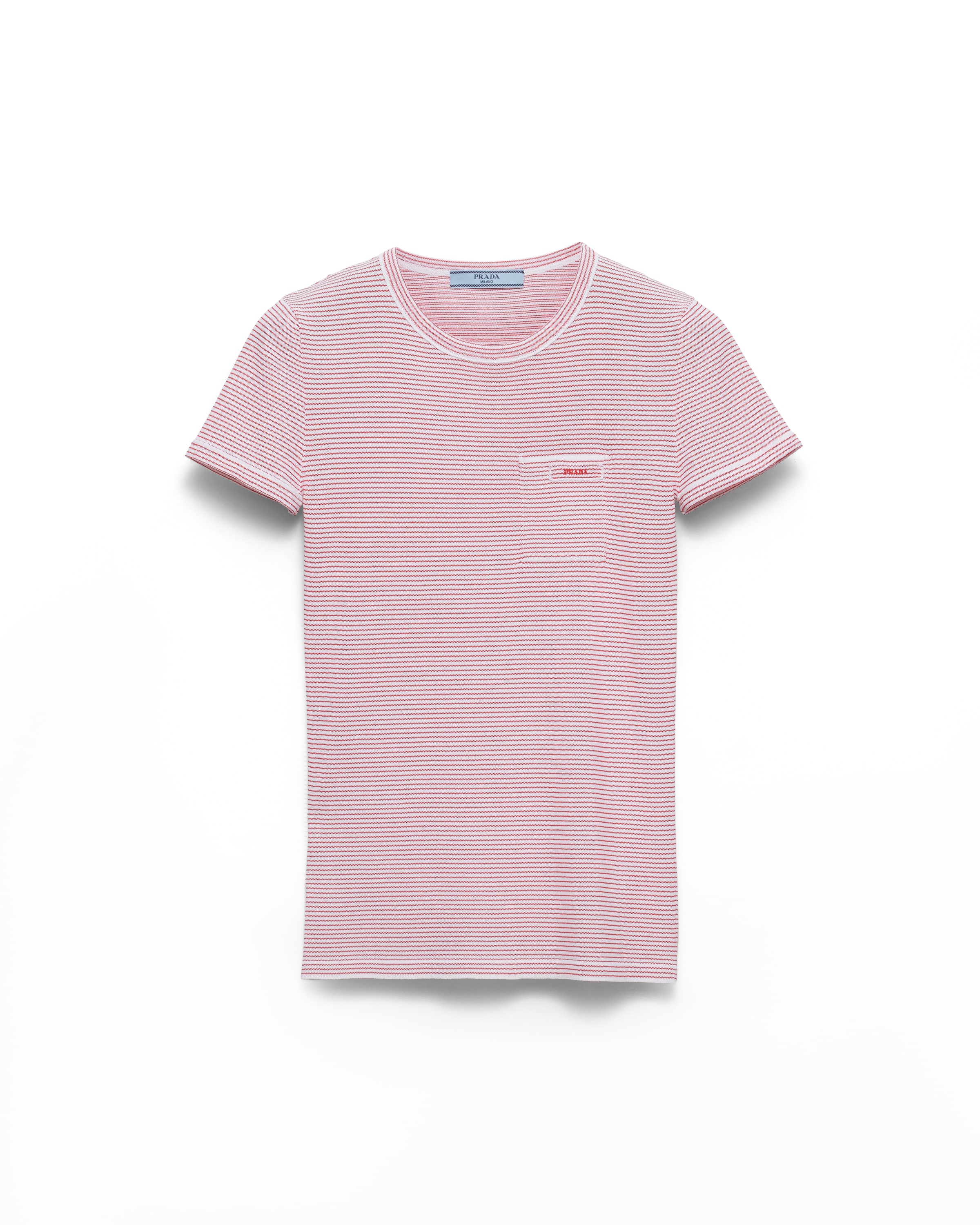 Prada Striped Crew-neck Sweater, Woman, White/red, Size 36