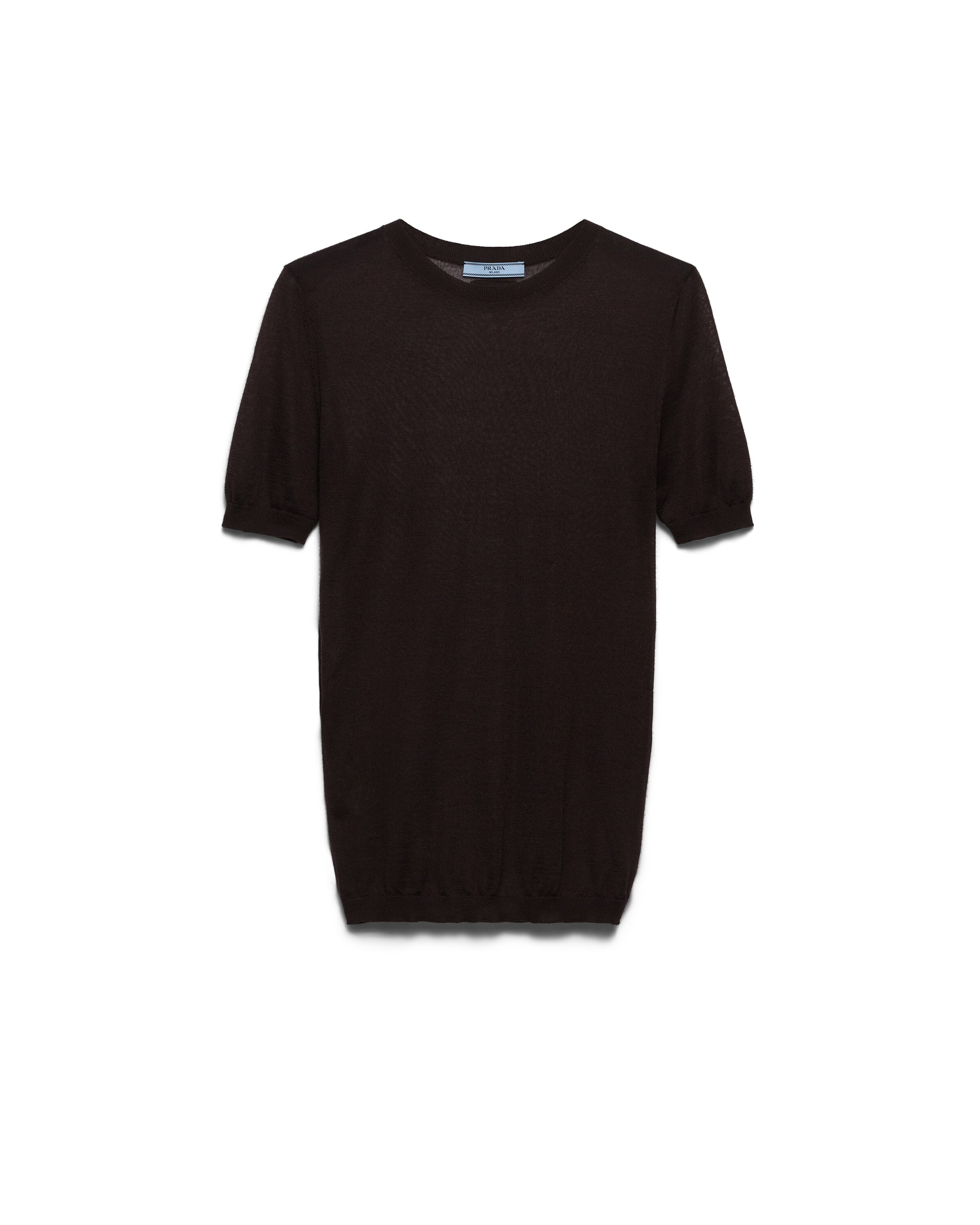 Prada Jersey De Seda Y Cachemir Con Cuello Redondo, Mujer, Marrón Oscuro, Talla 40