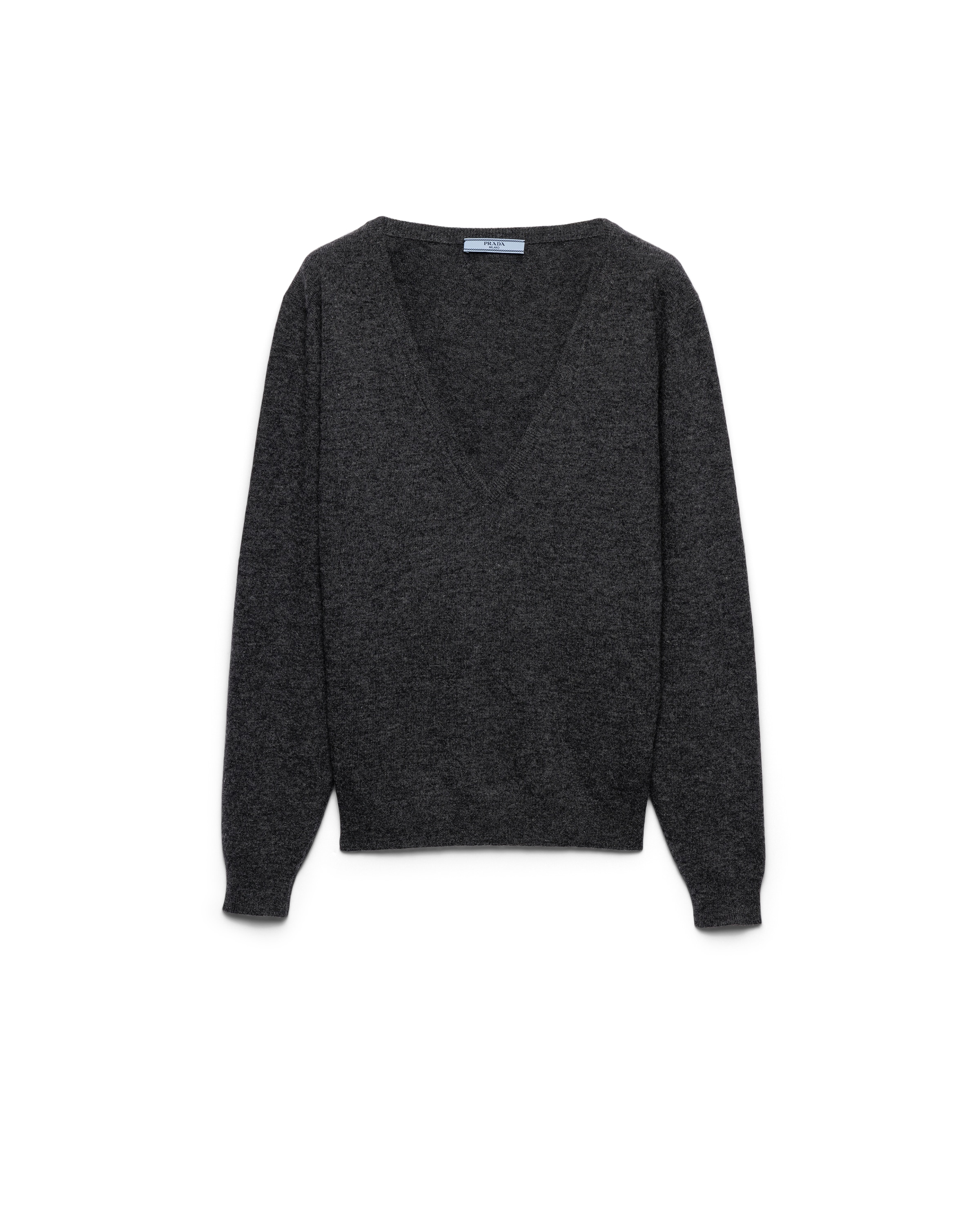 Prada Pullover Aus Kaschmir Mit V-ausschnitt In Black