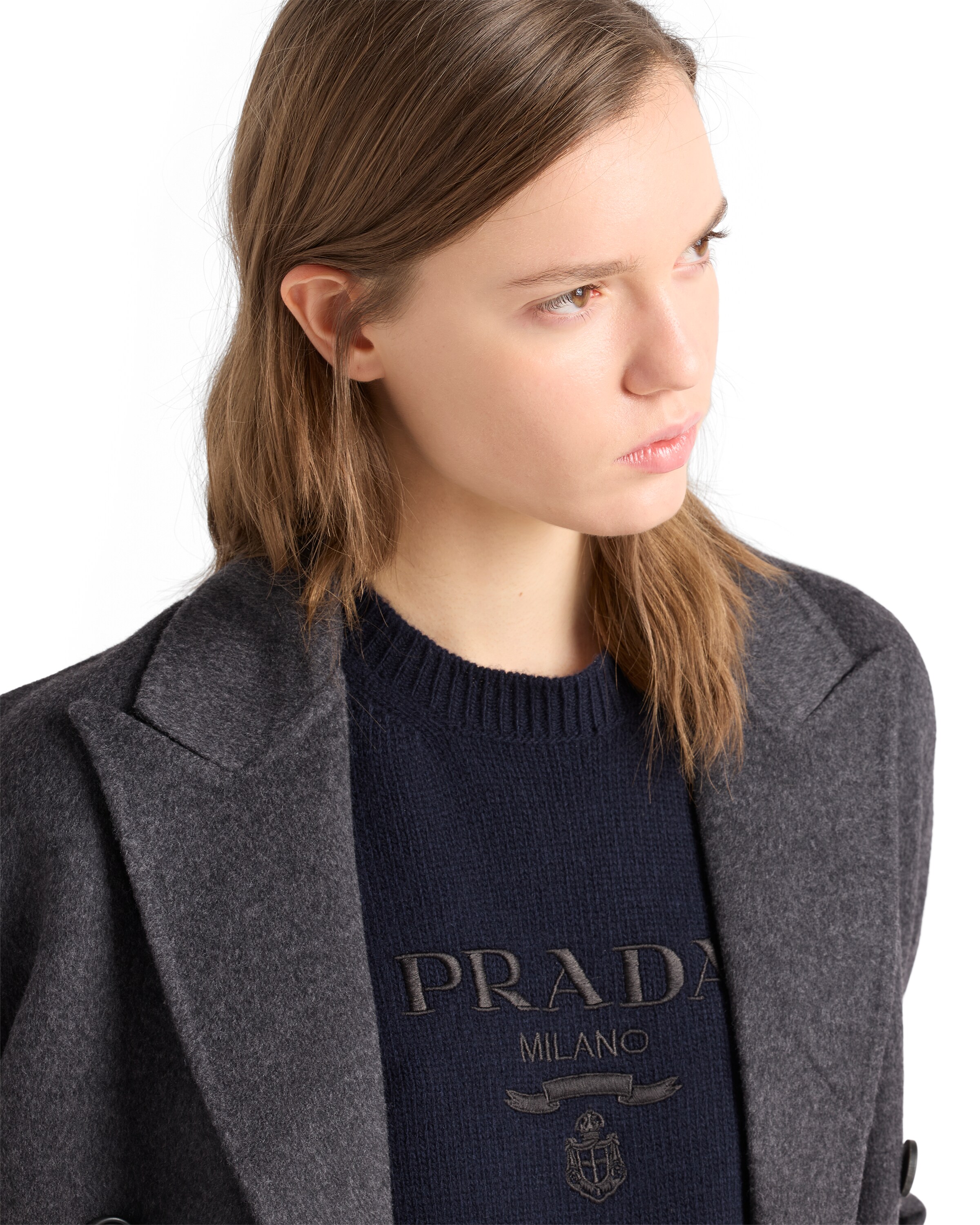 Prada Short-sleeved Knit Sweater In Blue