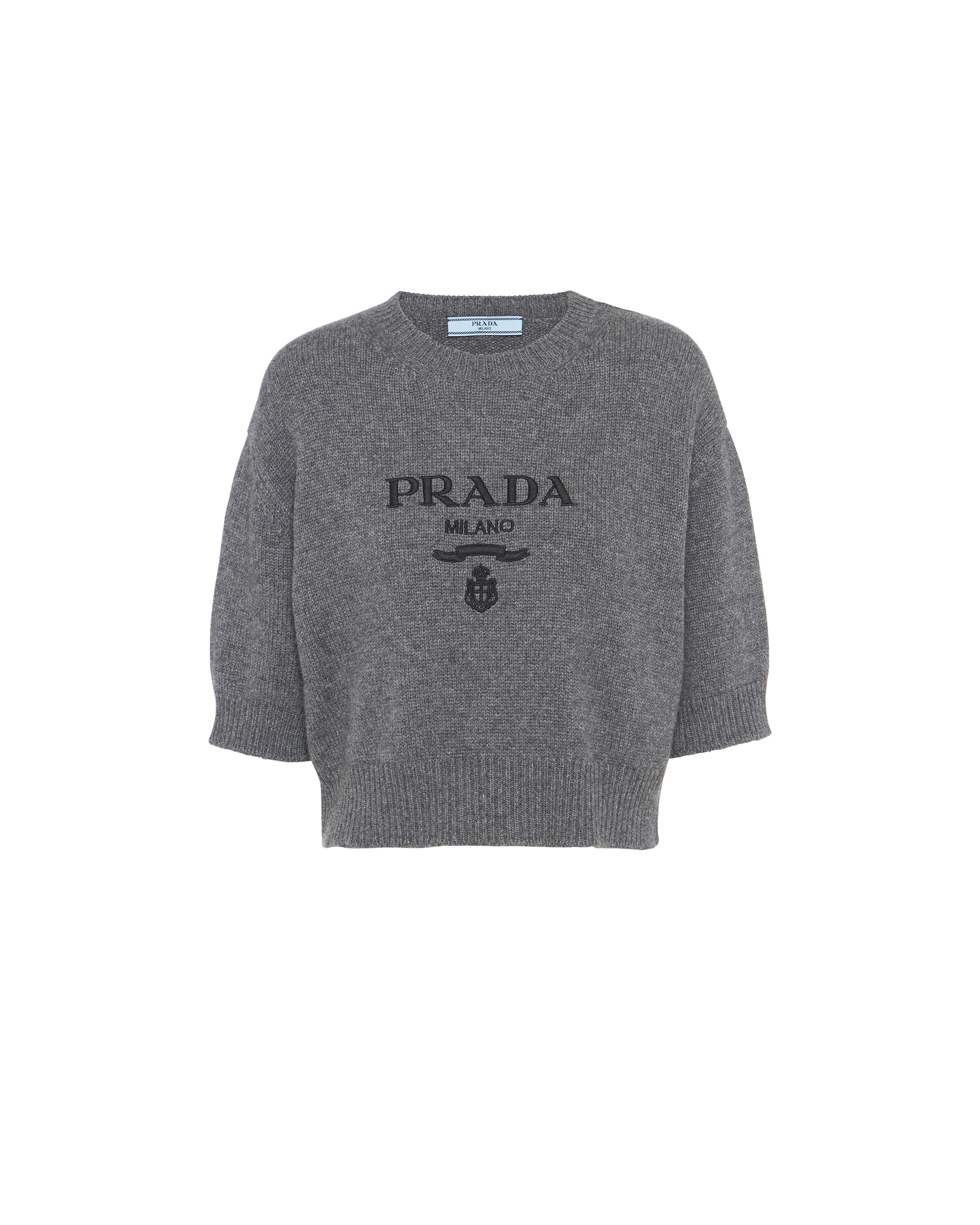 Prada Pull À Col Rond En Laine Et Cachemire, Femme, Gris Ardoise, Taille 44