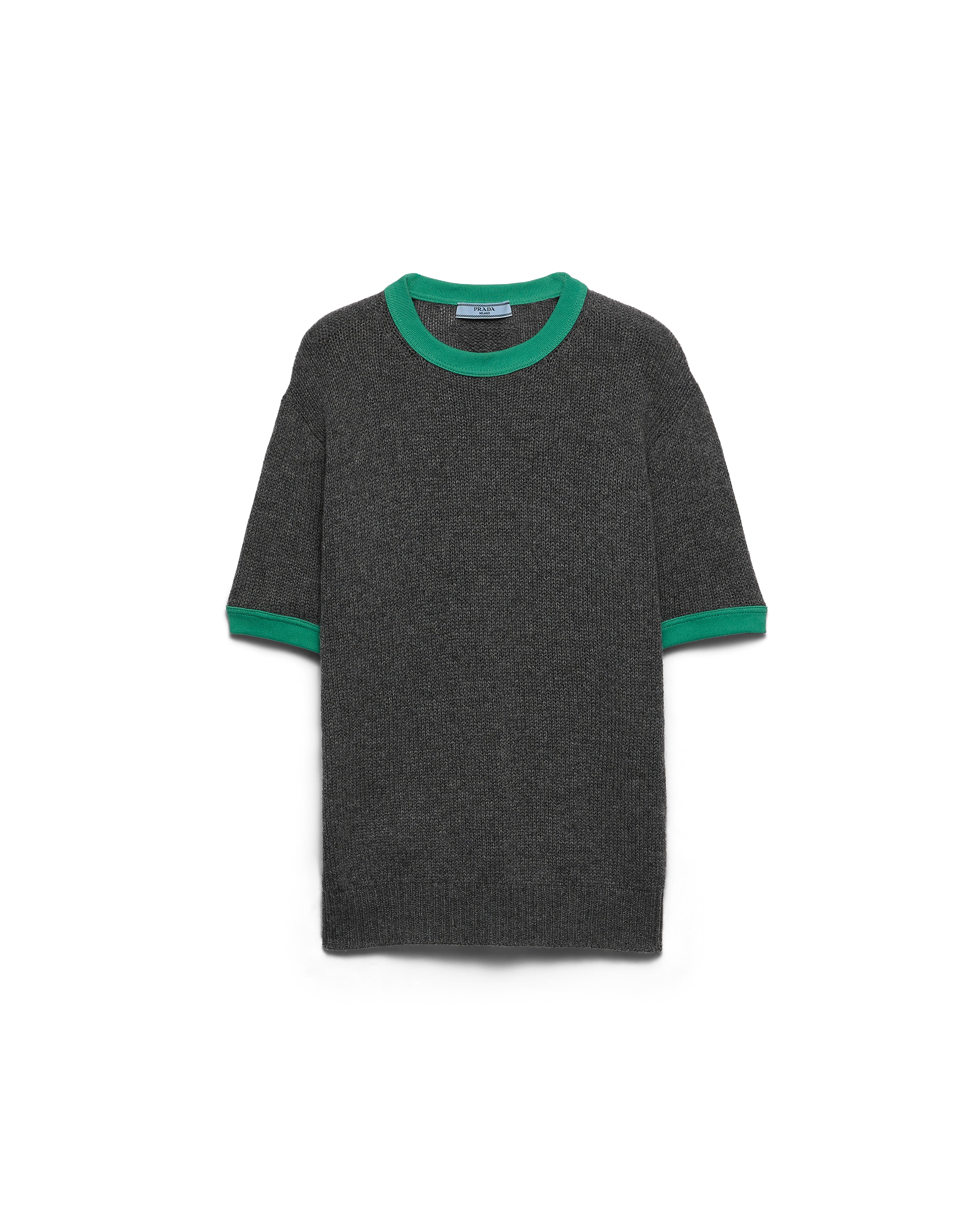 Prada Jersey Con Cuello Redondo De Cachemir, Mujer, Pizarra/verde, Talla 42