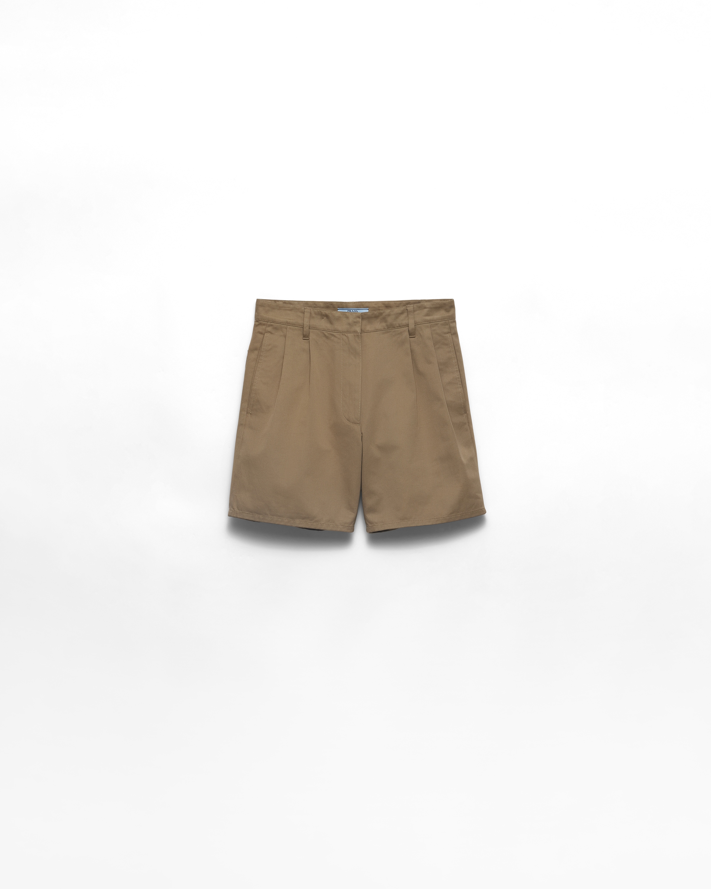 Prada Bermuda Chino Délavé, Femme, Gris Argile, Taille 38