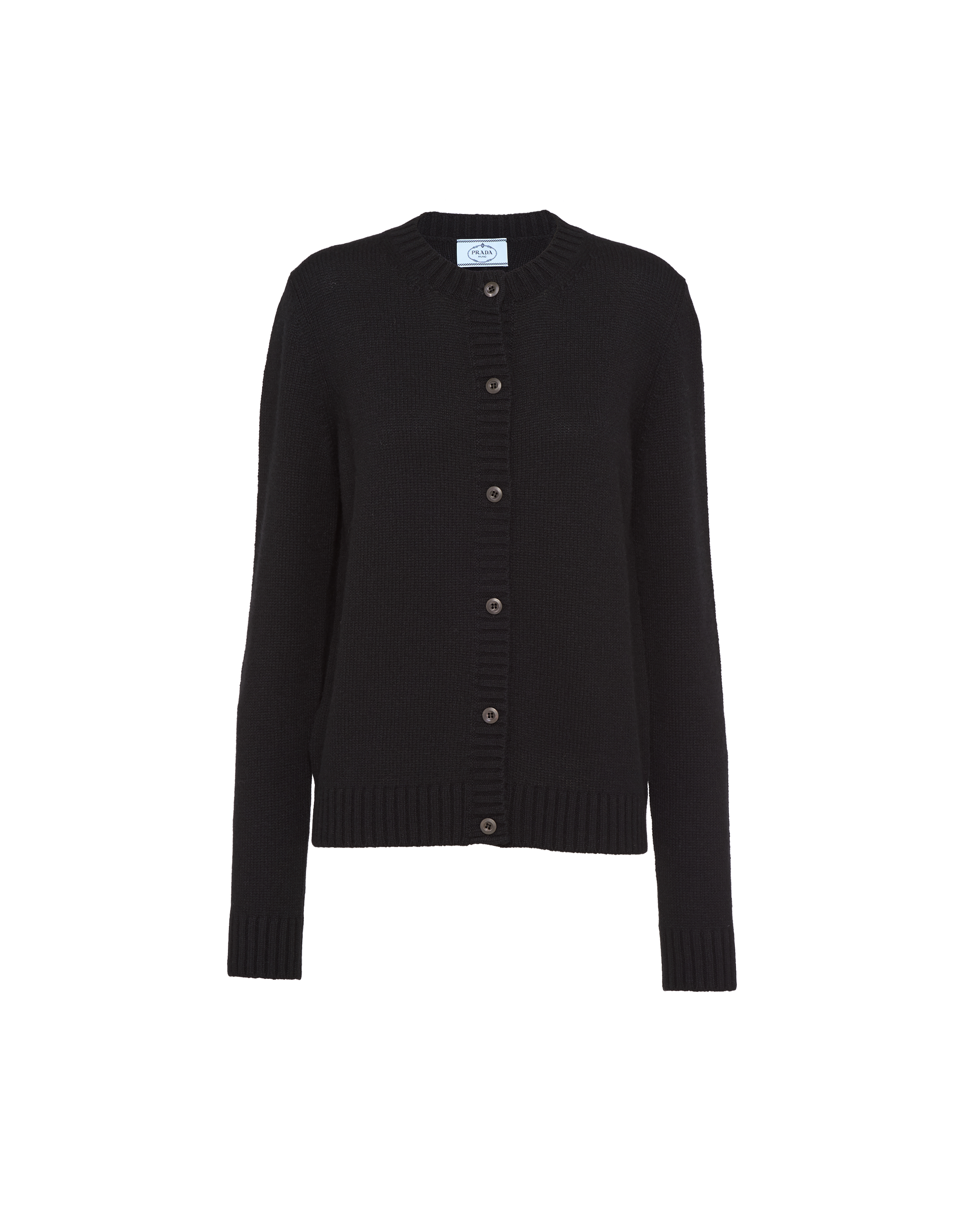 Black Cashmere crew-neck cardigan | Prada